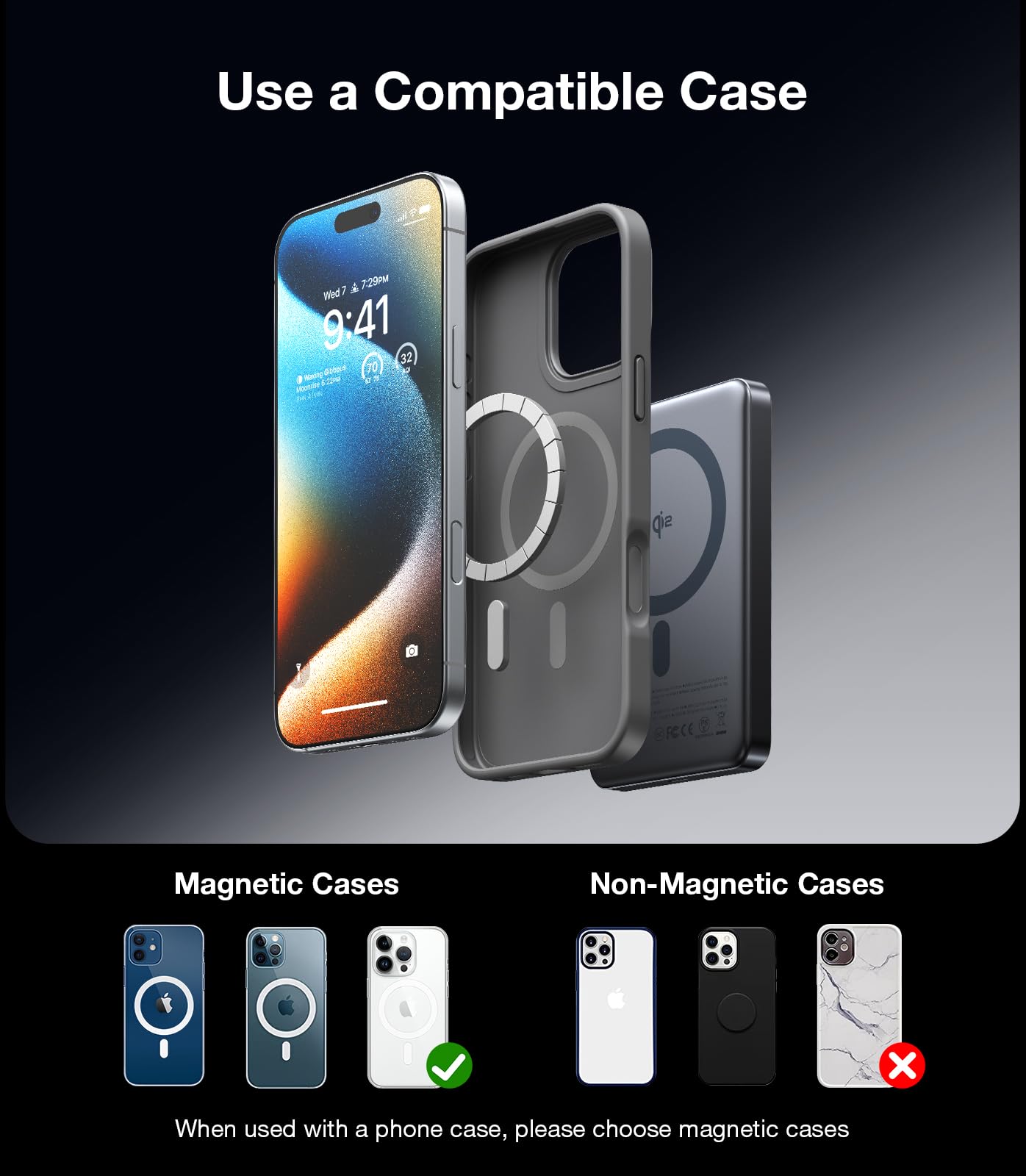 TORRAS MiniMag Qi2 Power Bank 10,000mAh - Magnetic Wireless Portable Charger with 30W Fast Charging, Qi2 Certified & Magsafe Compatible for iPhone 16/15 Series (Glacier Gray) | Perfect for Travel, Work & Outdoor Adventures