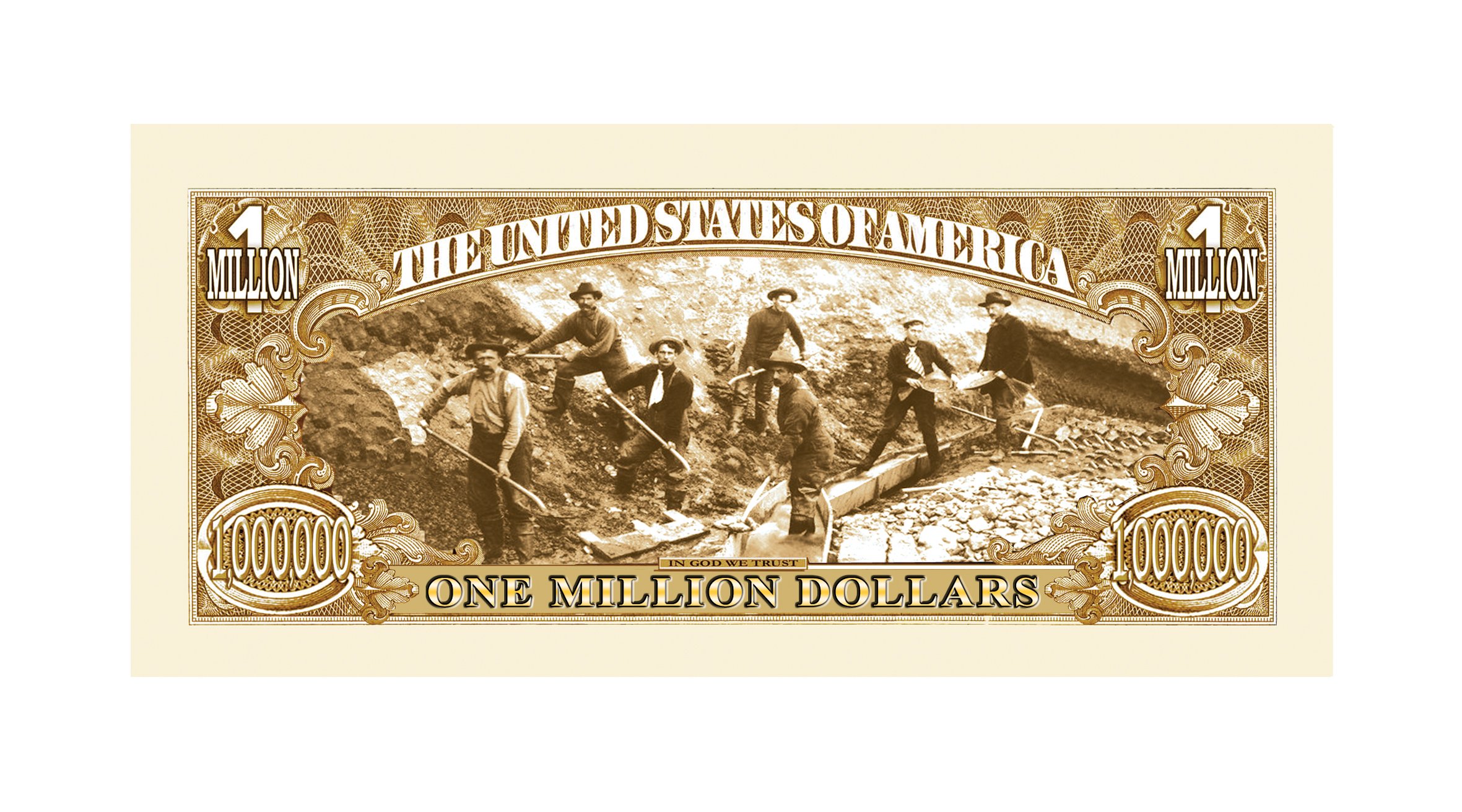 Authentic 1849 Gold Rush Million Dollar Bill Replica - Collectible American Art Classic with Protective Sleeve | Perfect for History Buffs, Coin Collectors & Unique Gift Ideas