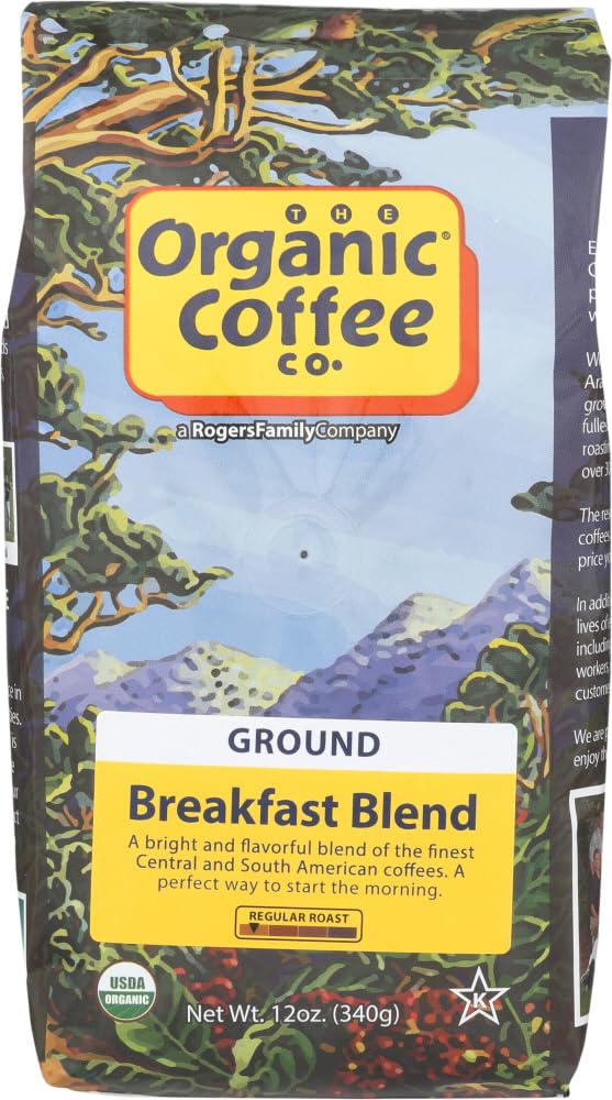 Organic Coffee Co. Breakfast Blend OG2 - 12 oz (Pack of 6) | Premium Arabica Beans, Medium Roast, Smooth & Balanced Flavor | Perfect for Morning Brew, Office Break or Gift Giving