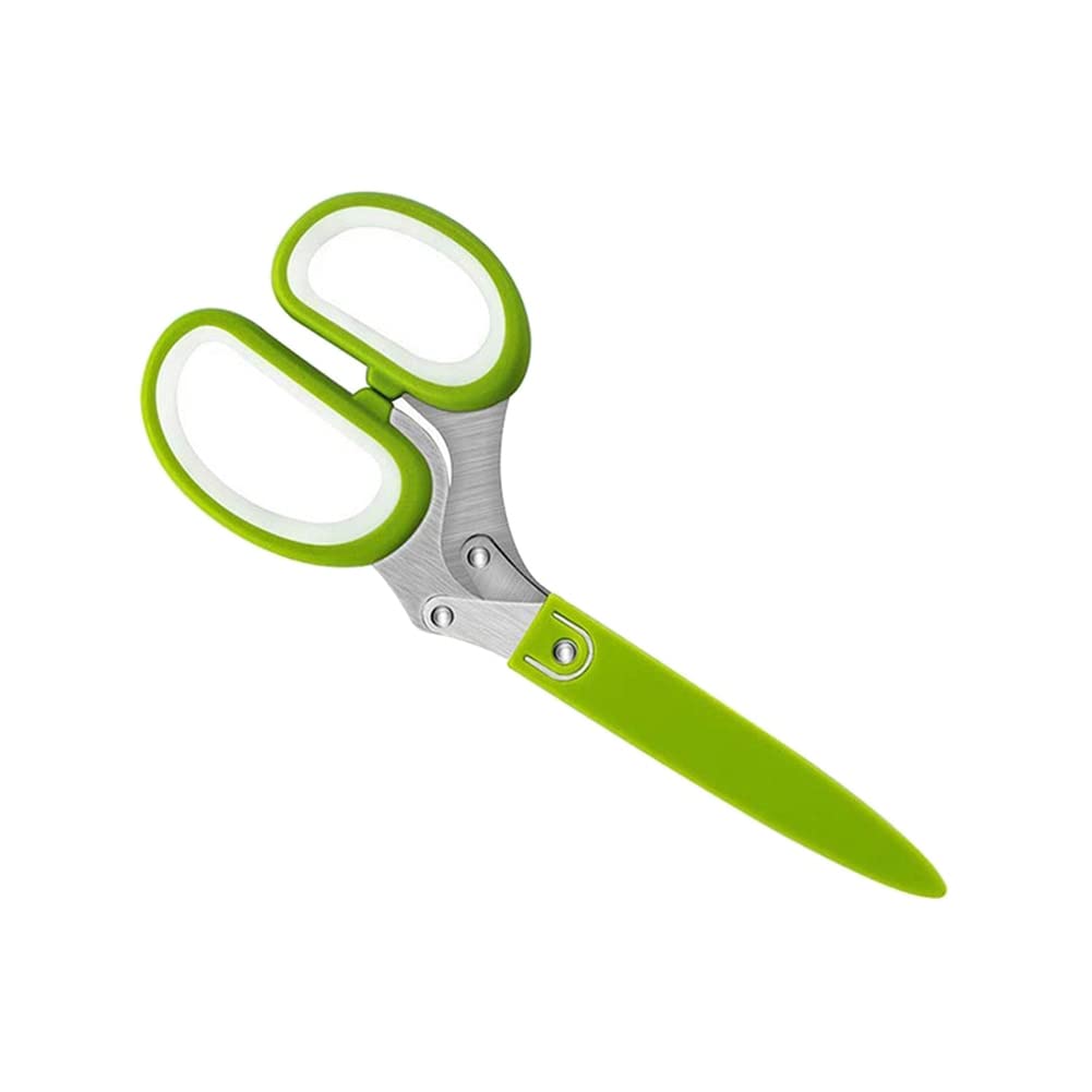 5-Blade Multipurpose Kitchen Scissors - Heavy Duty Herb Shears, Food Chopper & Mincer with Protective Cover & Cleaning Brush | Perfect for Cutting Herbs, Slicing Vegetables, Trimming Poultry, and Food Prep | BY ZZYY
