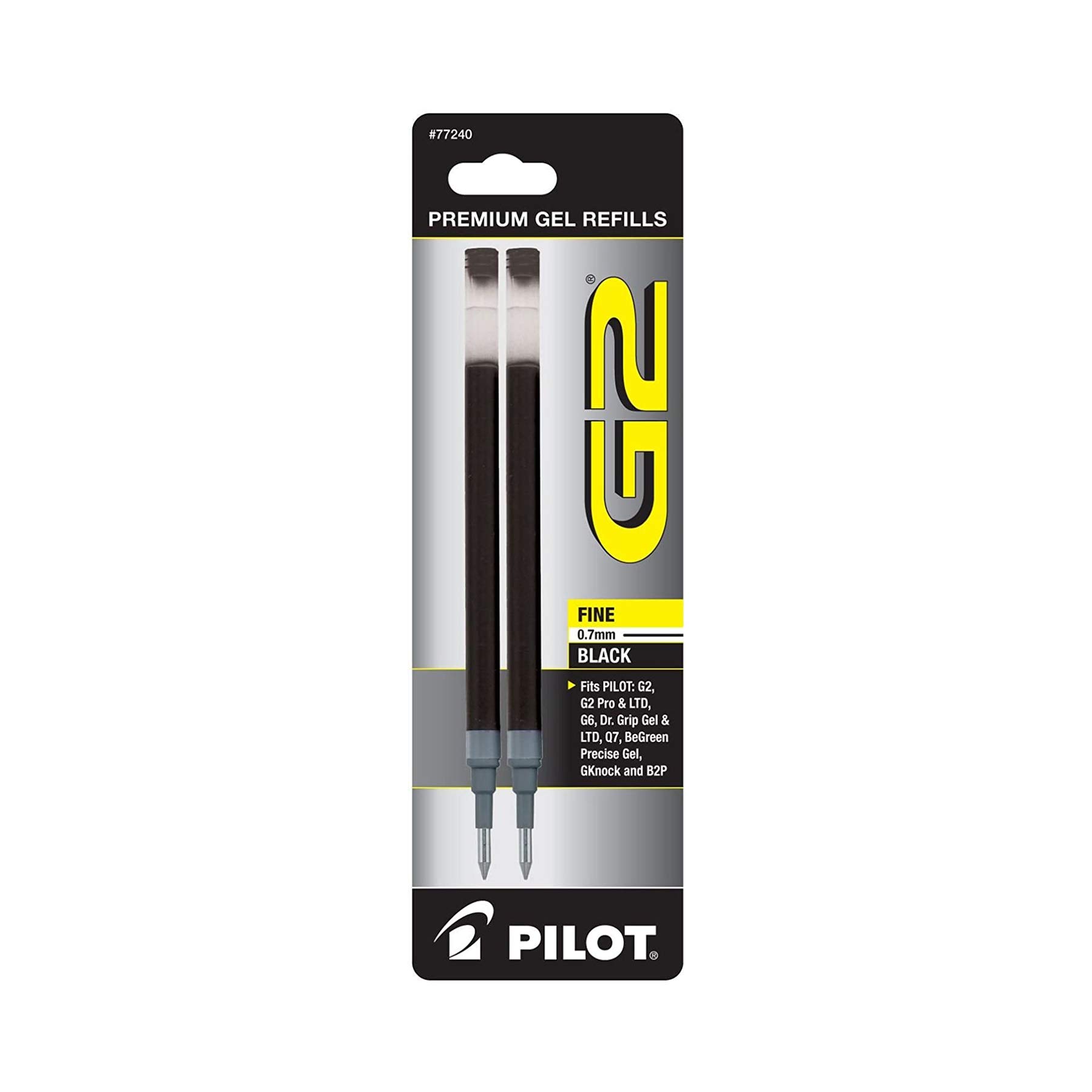 Pilot G2 Gel Ink Pen Refills - 0.7mm Fine Point Black Ink (2 Pack) - Perfect for Office, School & Everyday Writing