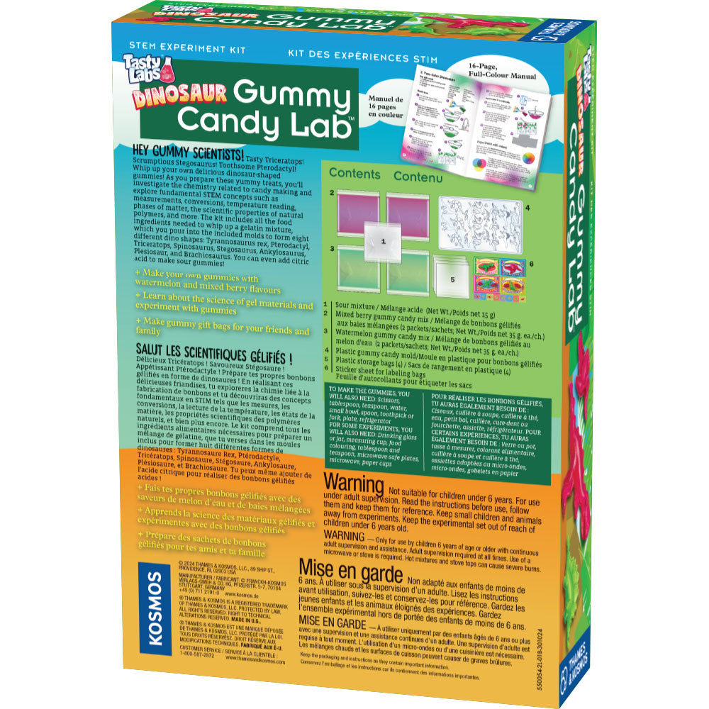Dinosaur Gummy Candy Lab Kit - 2L (English/French) - Fun STEM Science Experiment for Kids Birthday Parties & Classroom Activities