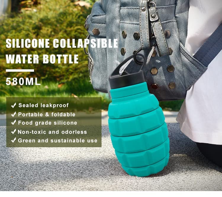 QiCheng&LYS 580ml Leak Proof BPA-Free Sports Water Bottle with Straw Lid, Eco-Friendly Reusable One-Touch Open Portable Water Bottle for Gym, Hiking, Running & Outdoor Activities (Blue)