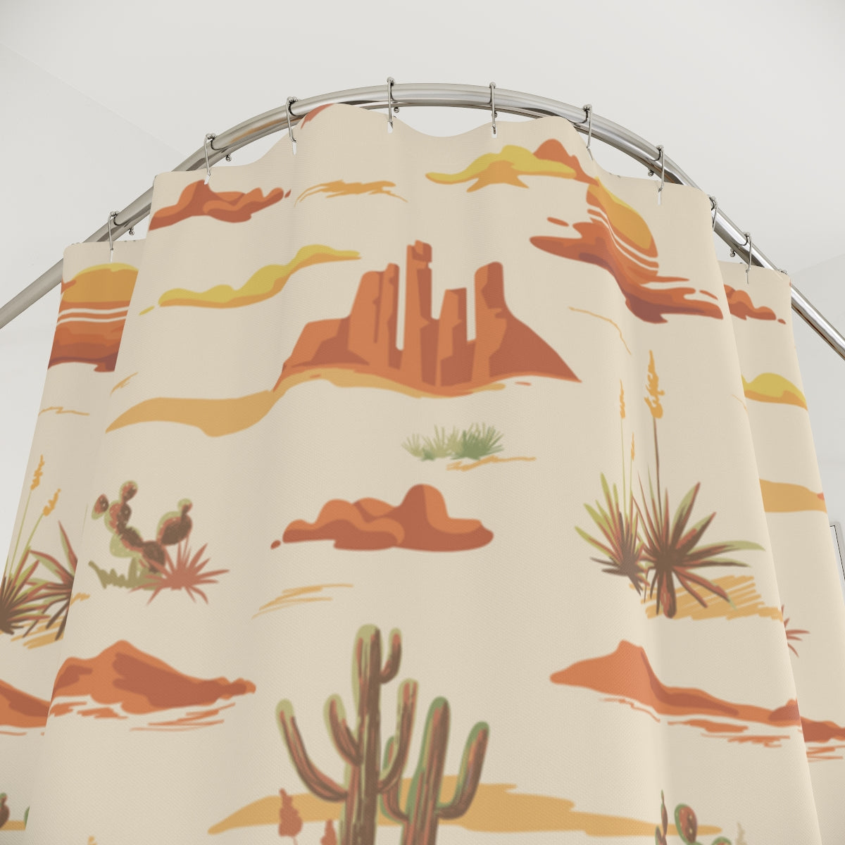 Desert Themed Shower Curtain 71x74 Inches - Wrinkle-Resistant Polyester Bathroom Decor for Boho, Western or Nature-Inspired Home Styling