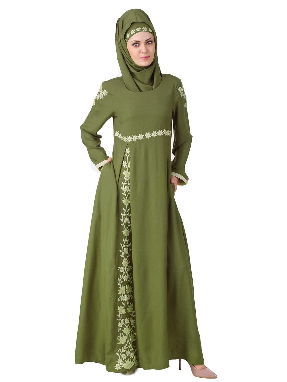Stylish Afsa Green Rayon Abaya - Modest Islamic Dress for Women - Perfect for Prayer, Eid, and Special Occasions