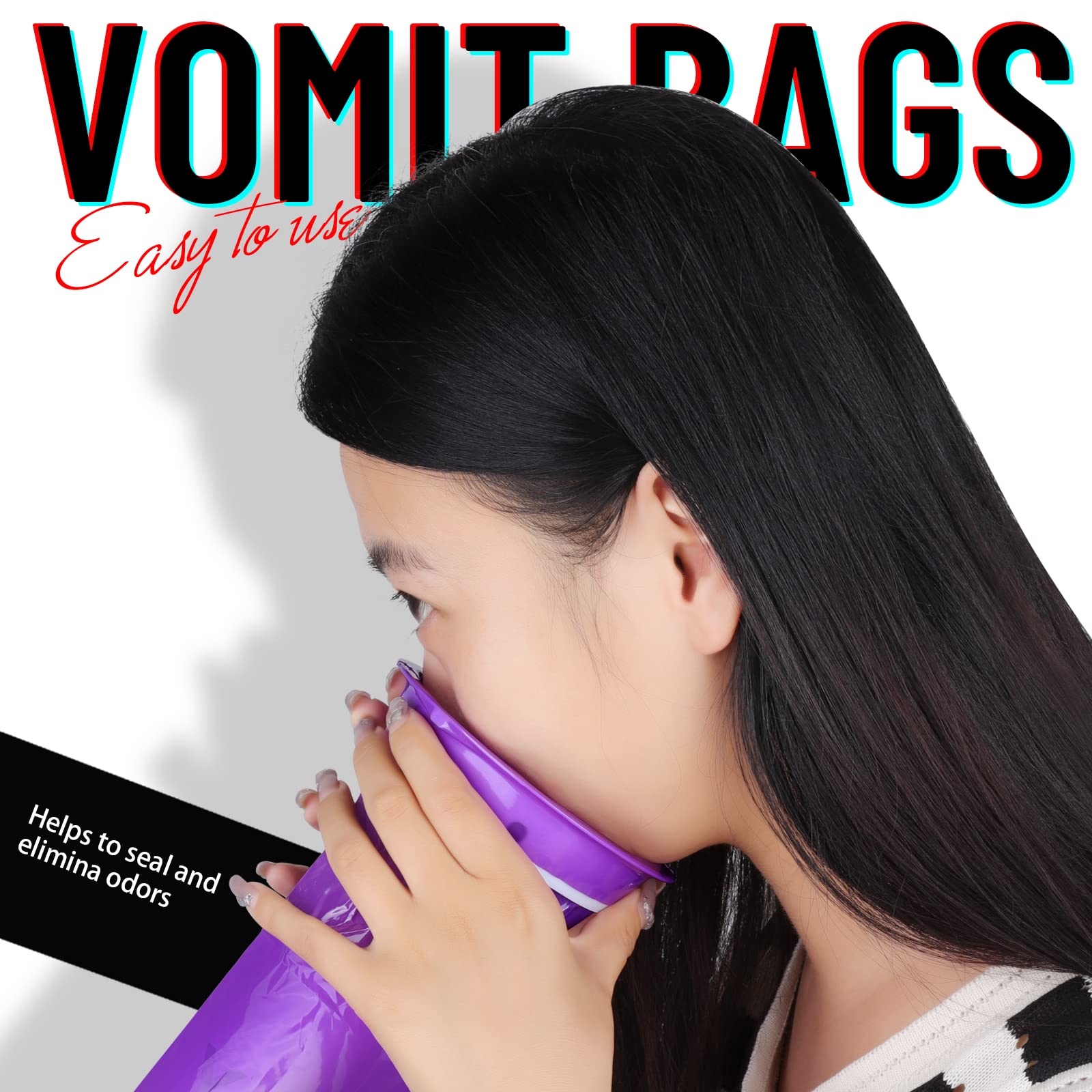 YGDZ 15 Pack Disposable Barf Bags for Travel - Motion Sickness Vomit Bags for Cars, Airplanes & Boats - Purple Emesis Bags for Nausea Relief (Perfect for Road Trips, Flights & Cruise Vacations)