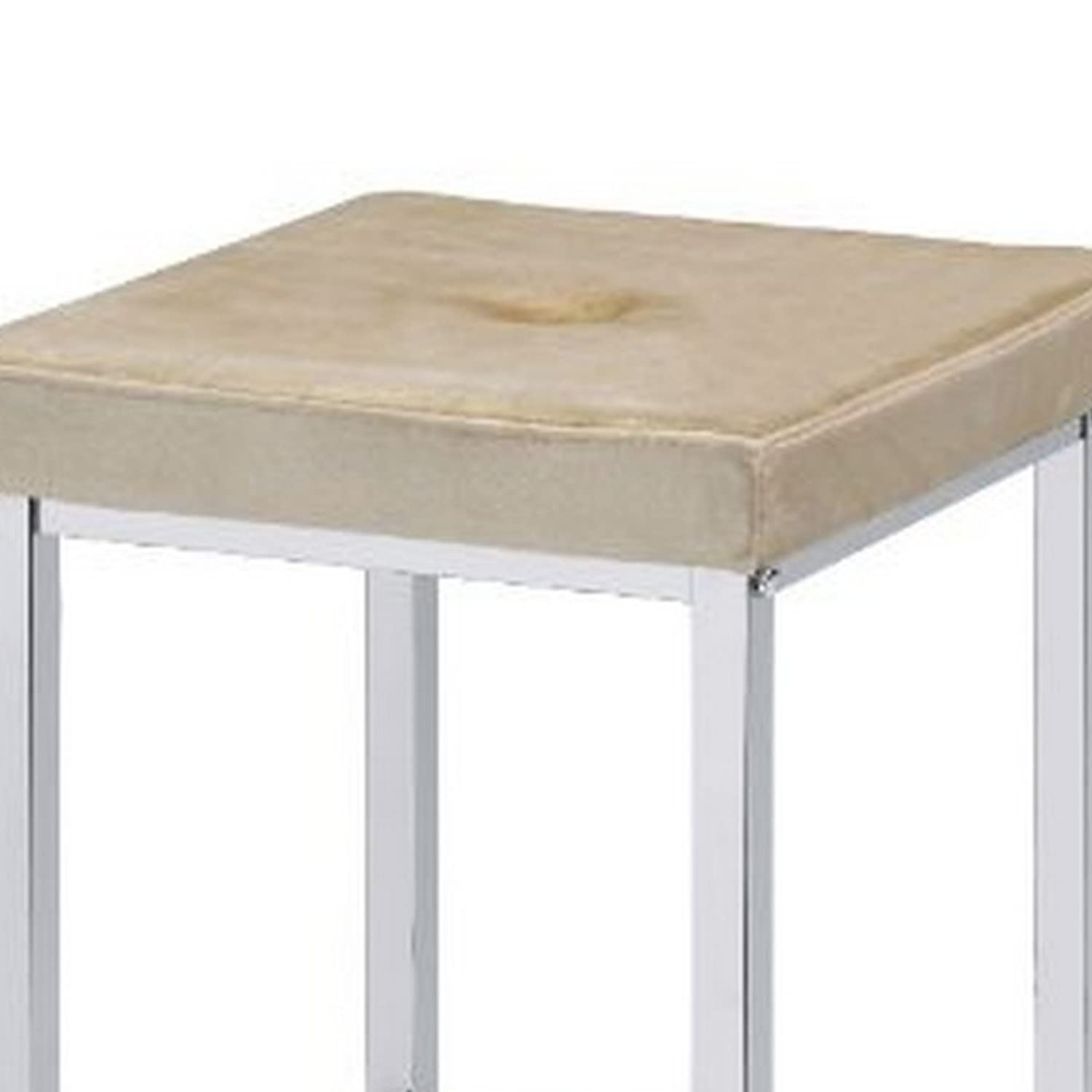 Benjara Counter Height Stool with Padded Seat and Metal Base - Beige Bar Stool for Kitchen Island, Breakfast Nook & Home Decor