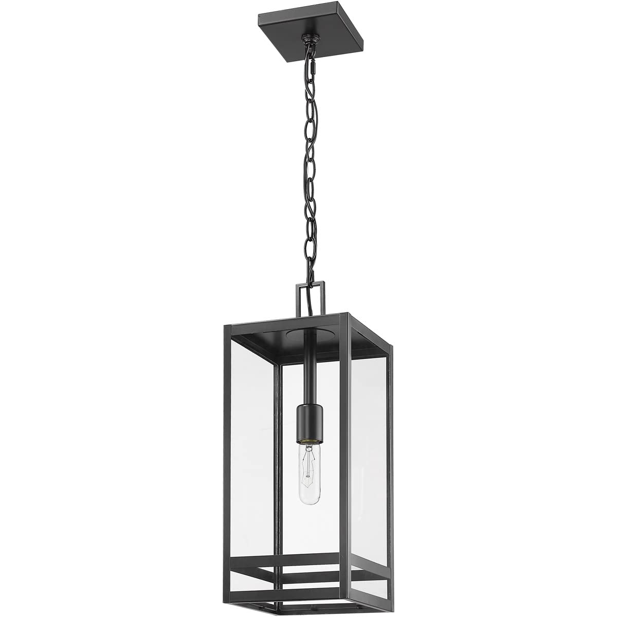 Z-Lite 596CHB-BK Nuri Outdoor Ceiling Light Fixture - 1-Light 100W Black Weatherproof - Perfect for Patio, Porch, Garden & Entryway Lighting