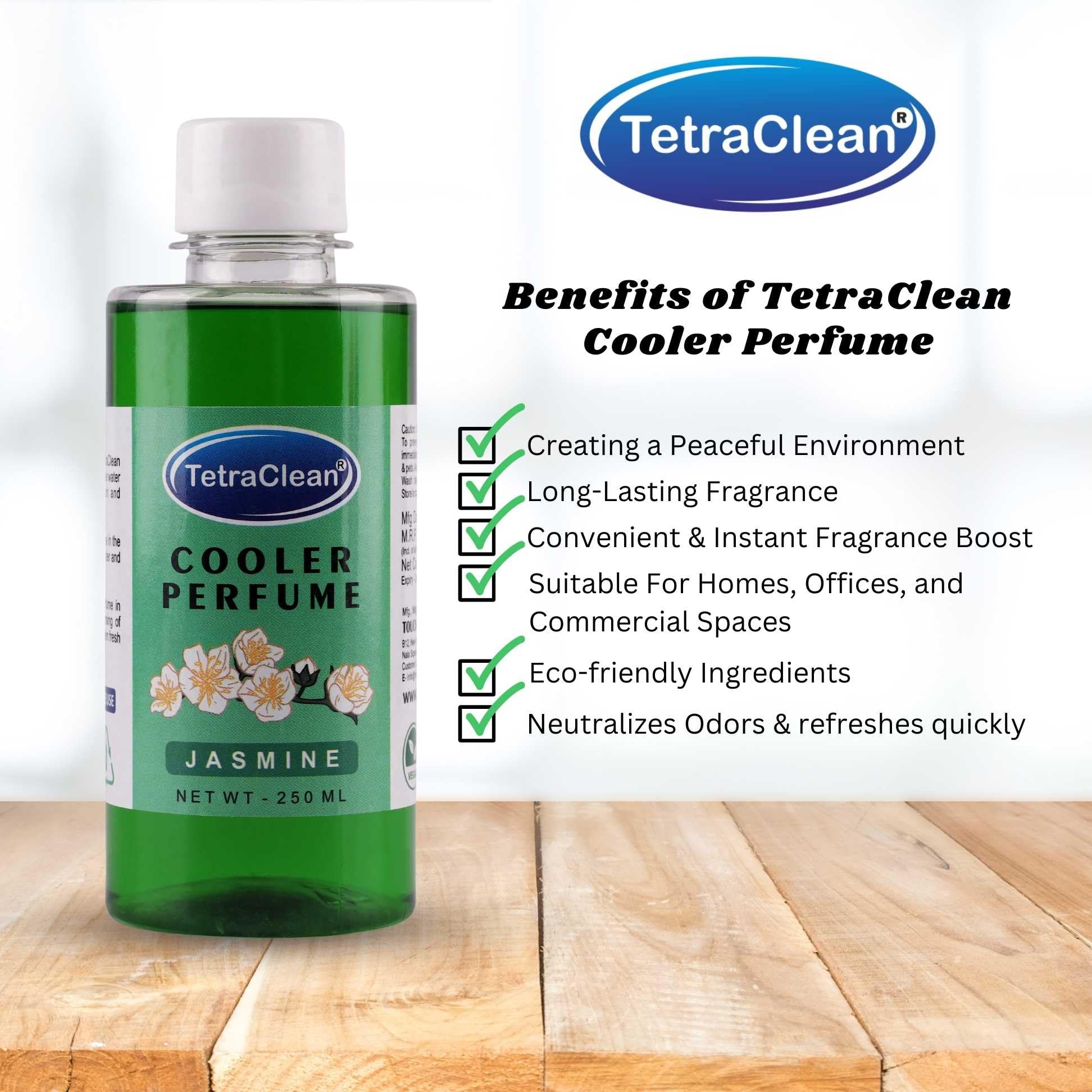 Tetraclean Cooler Perfume & Aroma Diffuser Oil - Long Lasting Jasmine Fragrance for Coolers | Multipurpose Scented Oil for Home, Office, and Commercial Use | Perfect for Air Freshening, Relaxation, and Creating a Pleasant Atmosphere