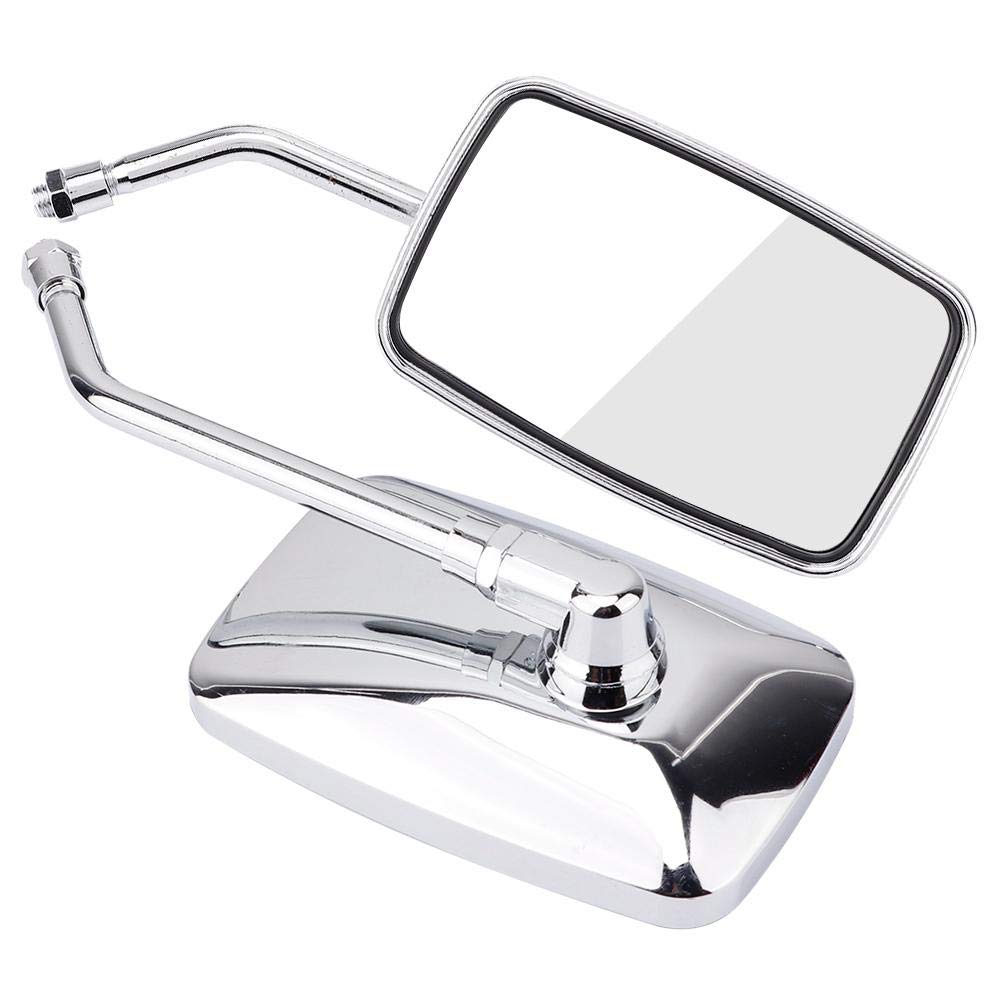 Universal Chrome Square Motorcycle Mirrors - 1 Pair Adjustable Bar End Rearview Mirrors for Motorbikes (Left & Right) | Multi-Angle Retro Design for Enhanced Safety | Perfect for Cruiser, Cafe Racer & Vintage Bike Riders
