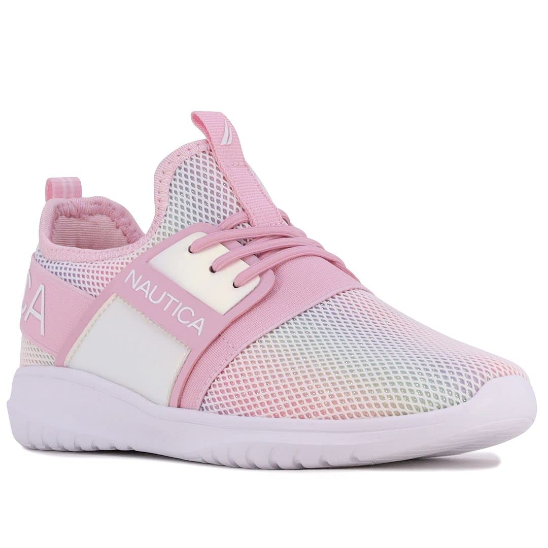 Nautica Kids Girls Metallic Fashion Sneakers - Lightweight Athletic Running Shoes for Toddler, Little & Big Kids | Lace-Up Casual Walking Shoes for School, Playground & Daily Wear