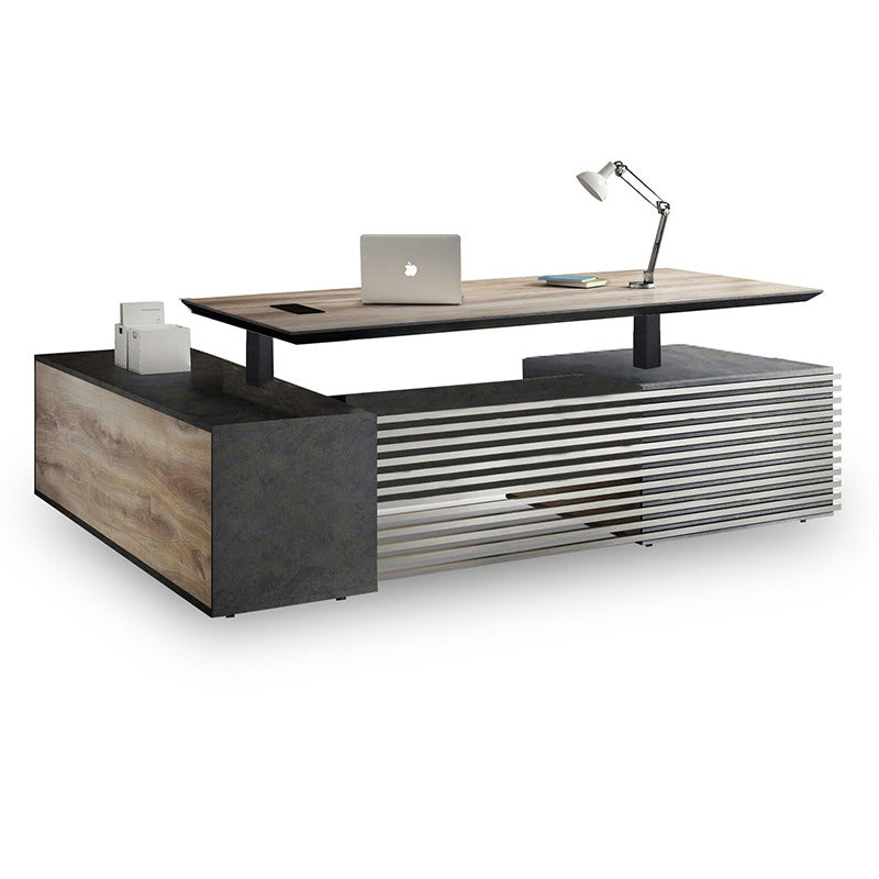 Premium PHOENIX 2.0 Electric Height Adjustable Standing Desk with Right Return (2.8m) - Warm Oak & Black Finish | Ergonomic Home Office & Workspace Solution for Professionals