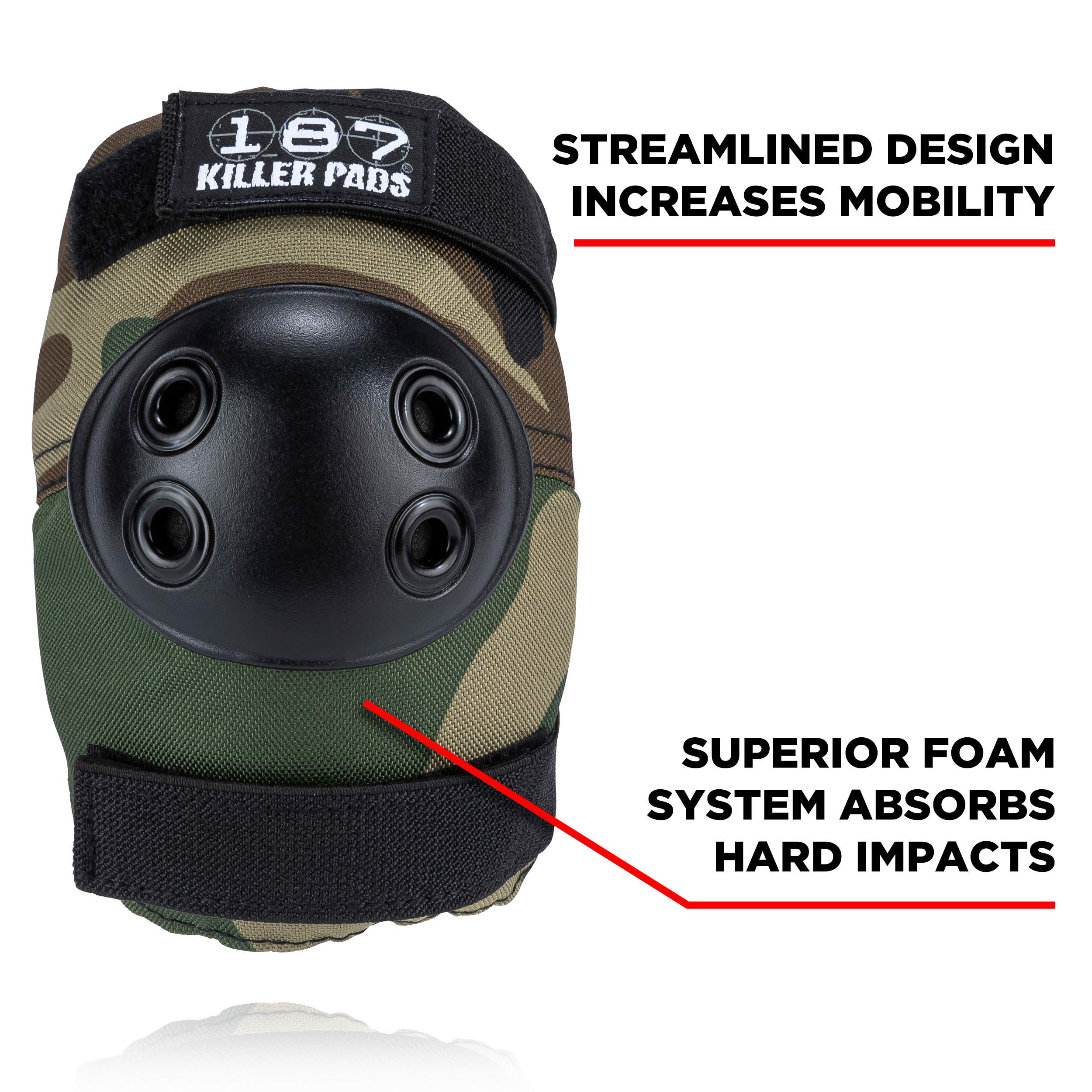 187 Killer Pads Knee & Elbow Pads Combo Pack - Camouflage Design, Large/X-Large Size - Perfect for Skateboarding, Rollerblading & Extreme Sports Protection