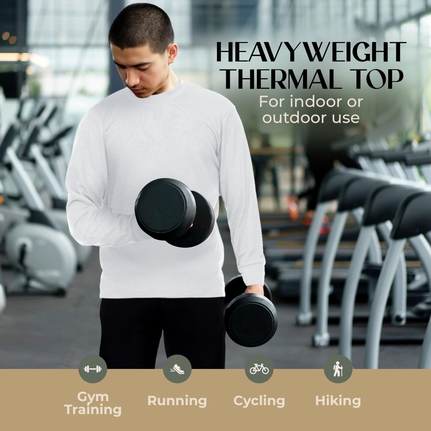 JMR Men's Heavyweight Waffle Thermal Shirt - 100% Cotton Long Sleeve Base Layer - Warm & Breathable Winter Shirt for Outdoor Activities, Hiking, and Cold Weather Workwear
