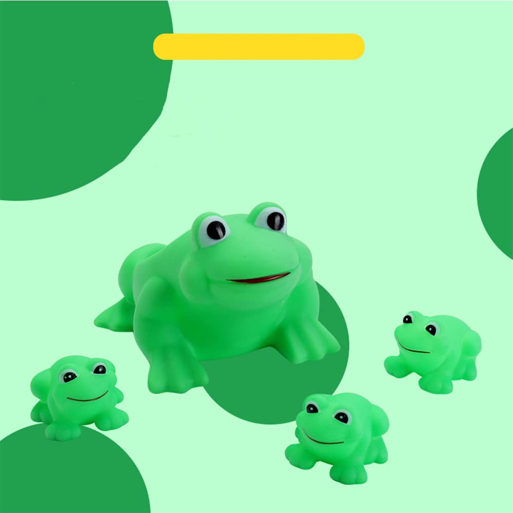 **4Pcs Rubber Green Frog Family Bath Toys - Squeaky Floating Ducks for Toddlers, Boys & Girls - Fun Bathtub & Shower Toys for Baby Playtime**
