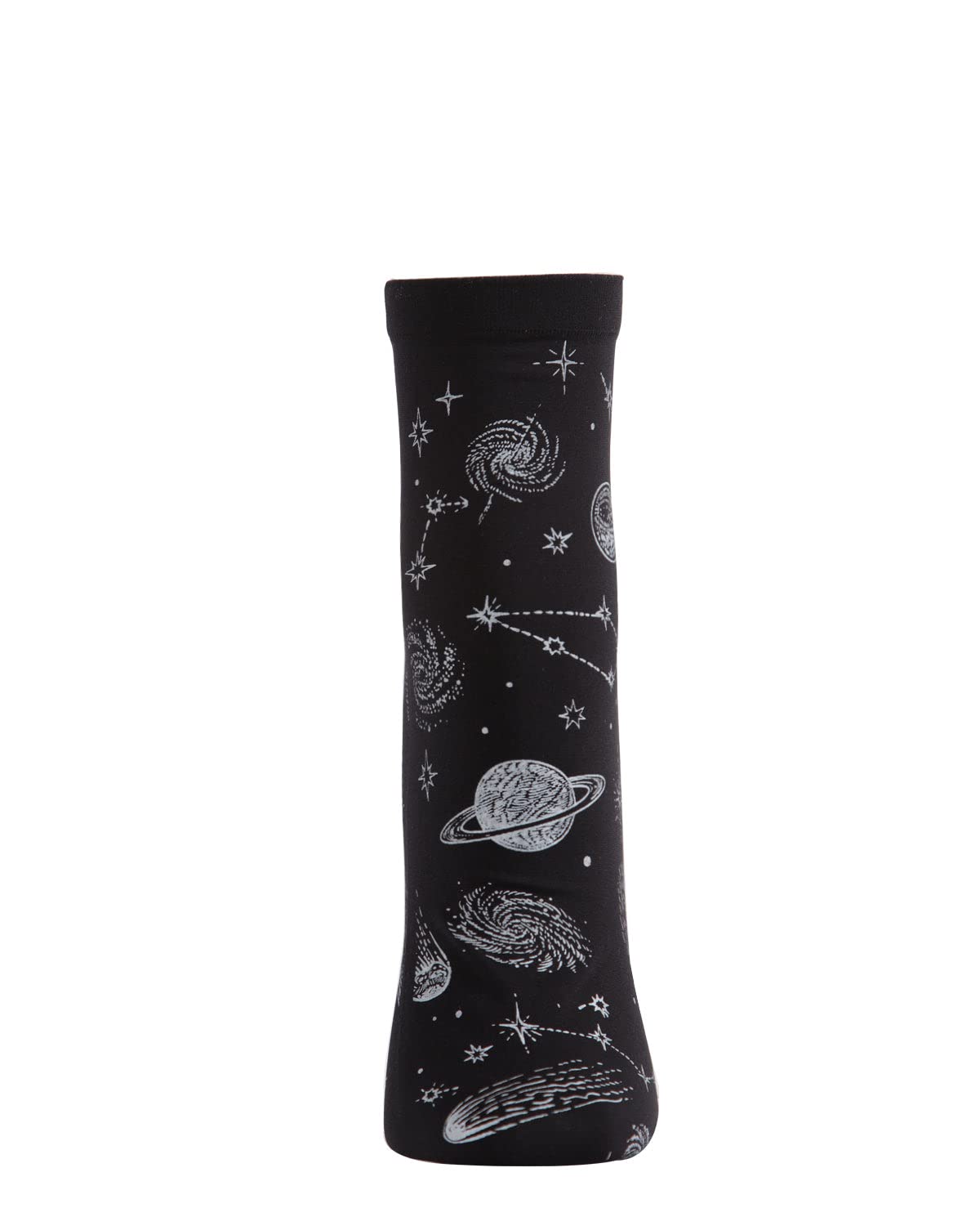 MeMoi Women's Stars and Planets Align Cosmos Print Ankle Socks - Comfortable & Stylish Space-Themed Socks for Everyday Wear, Yoga, and Lounge Outfits