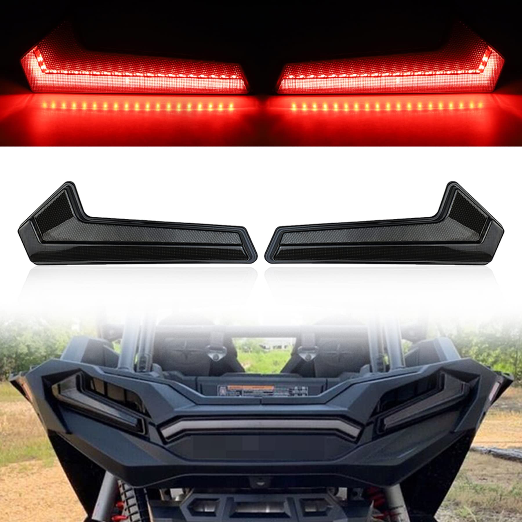 Polaris RZR RS1 XP Turbo Sportsman 1000 UTV LED Taillights - Black Rear Brake Lamp Assembly (2017-2021 Models) - 2pc Set - Waterproof & Durable for Off-Road Adventures, Night Riding & Trail Exploration
