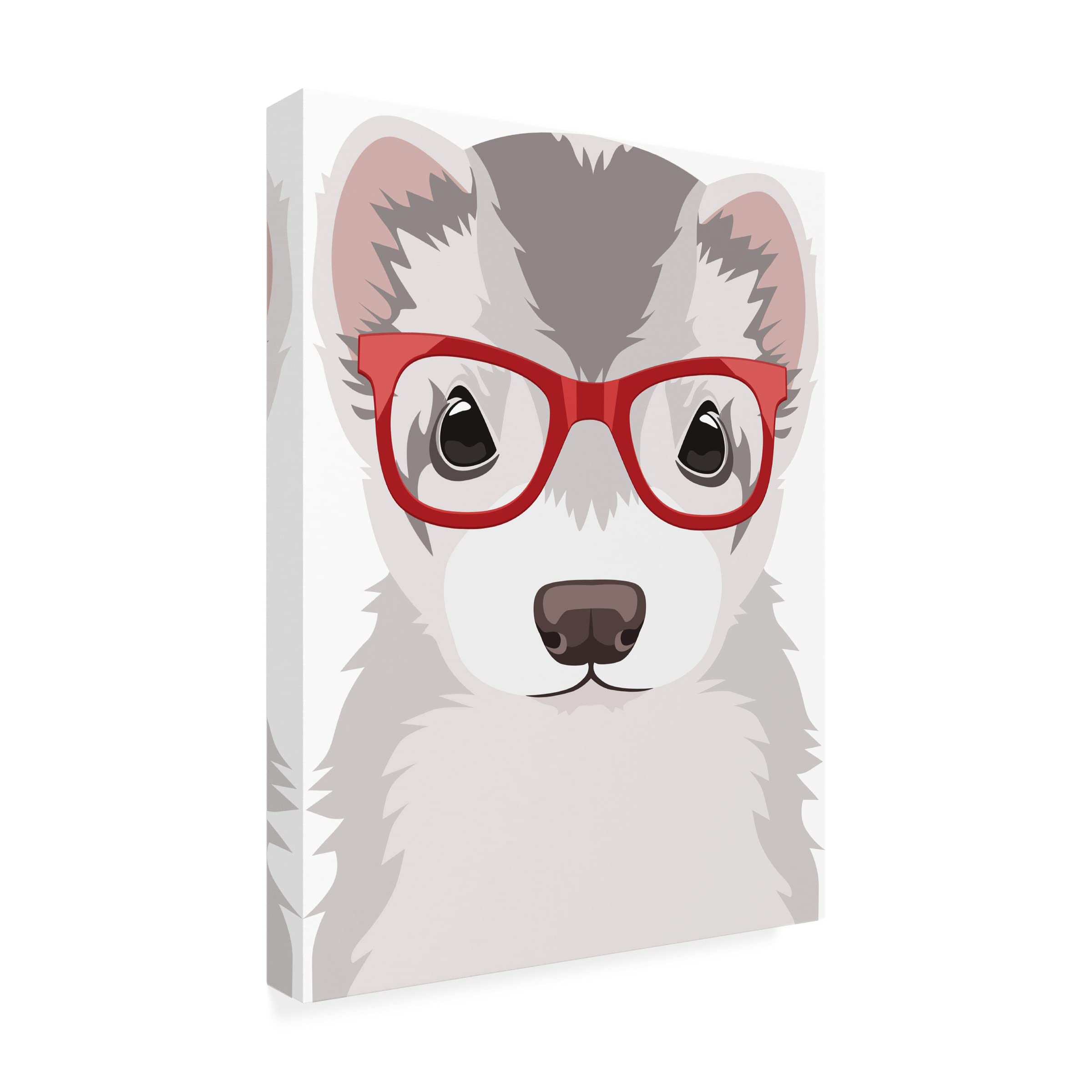 Ferret Wearing Hipster Glasses Canvas Wall Art Print - Funny Animal Home Decor for Living Room, Bedroom & Office - Unique Gift for Pet Lovers