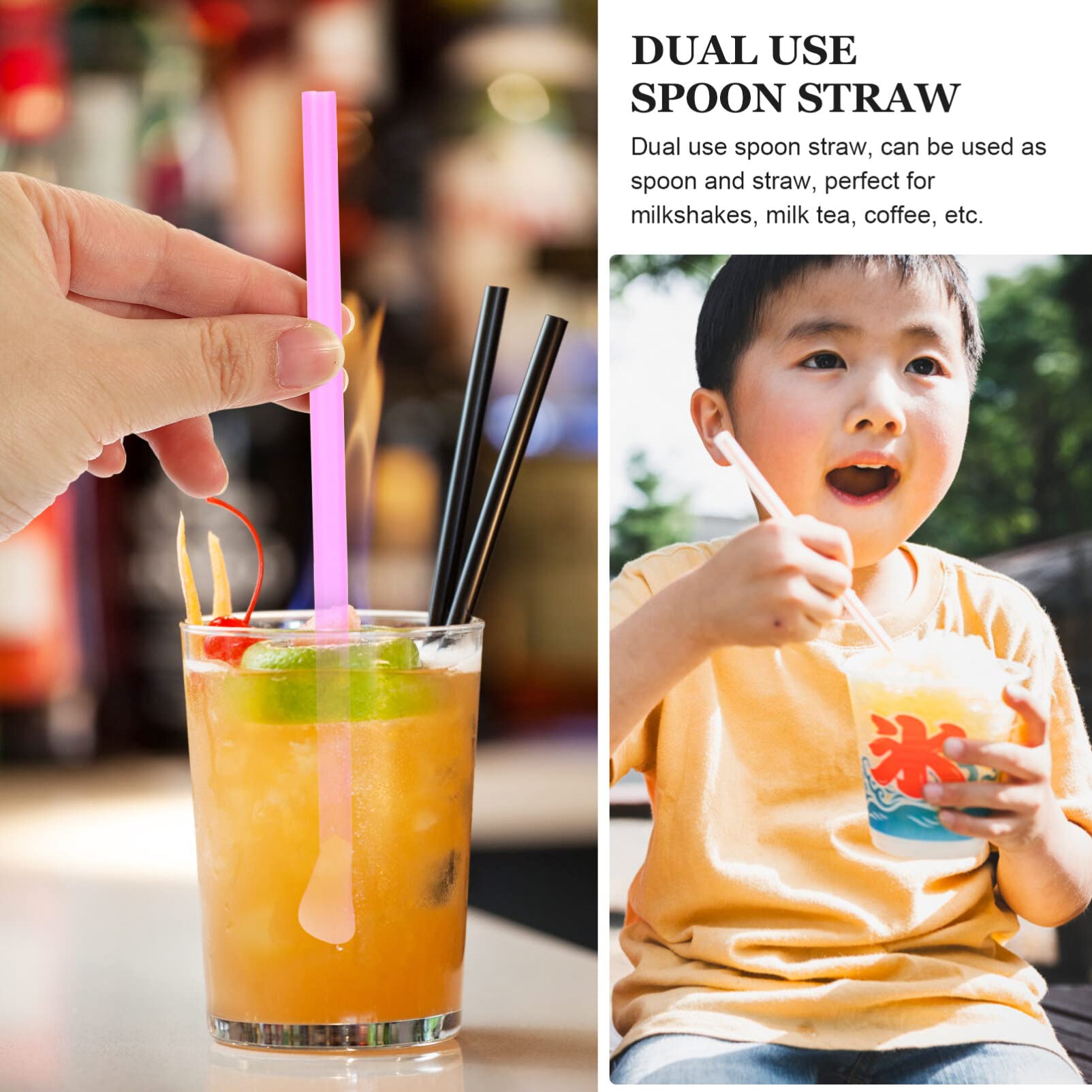 150pcs Disposable Spoon Straws - Plastic Snow Cone Spoon Straws for Slushy, Shaved Ice & Smoothies - BPA-Free Mixed Color Drinking Utensils for Parties, Picnics & Summer Treats