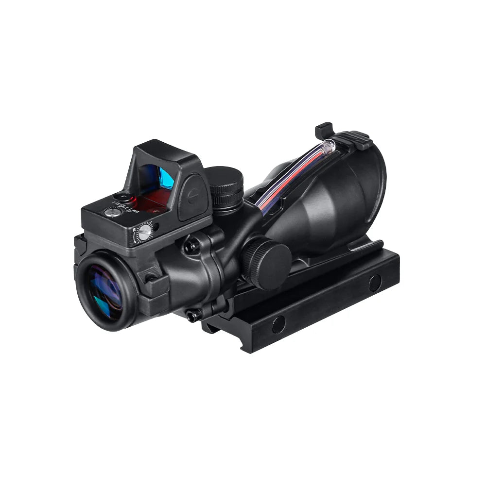 ACOG 4X32 Red/Green Fiber Optics Rifle Scope with Cross/Arrow Reticle & RMR Mount - Compatible with .308, 5.56, AR15 & .22LR - Perfect for Hunting, Tactical Shooting & Long-Range Precision