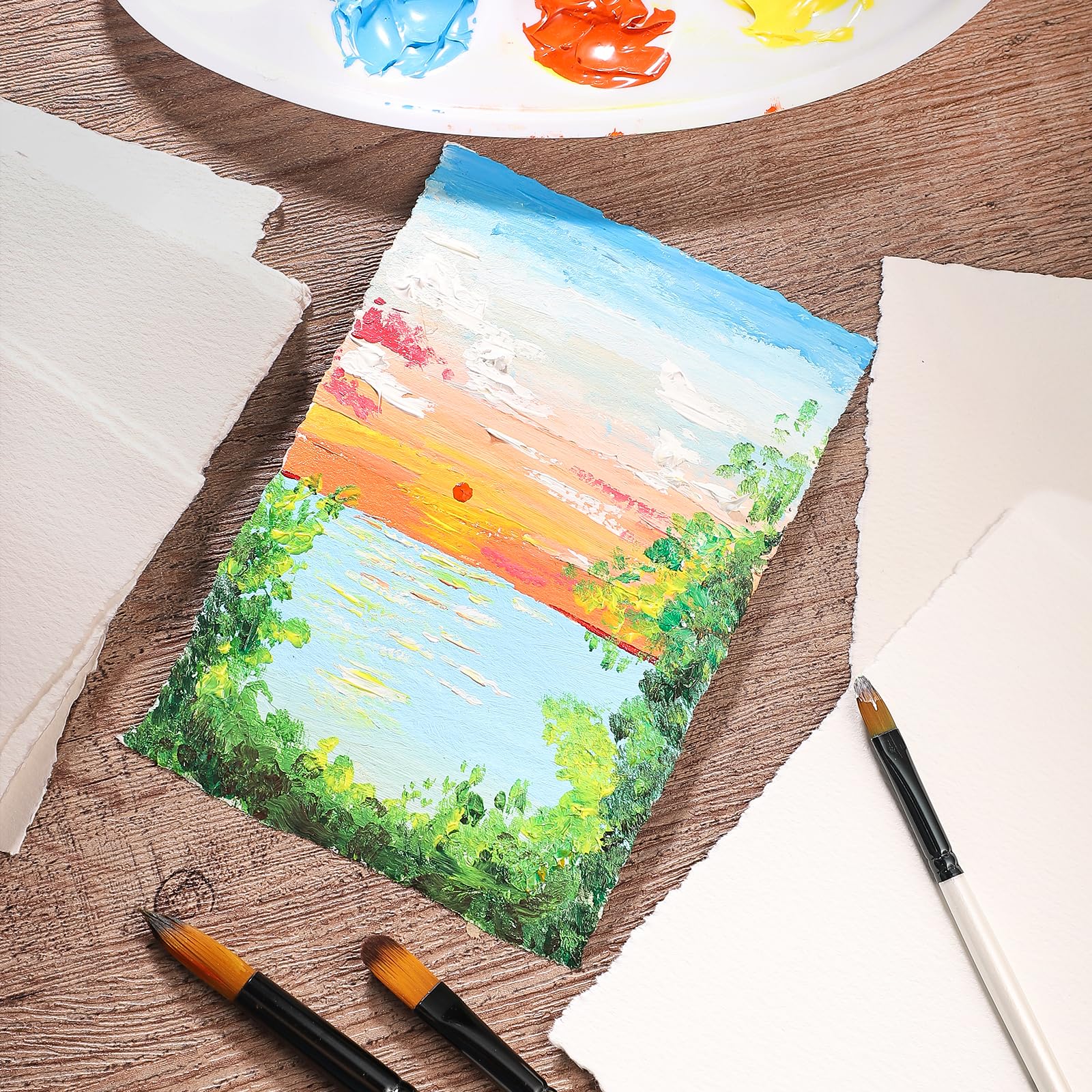 25 Sheets 300gsm Watercolor Paper with Deckled Edge - 4x6 Inch Rough Textured Cotton Paper for Watercolor Painting, Calligraphy, Invitations & Letters - Perfect for Artists, Crafters & Stationery Lovers