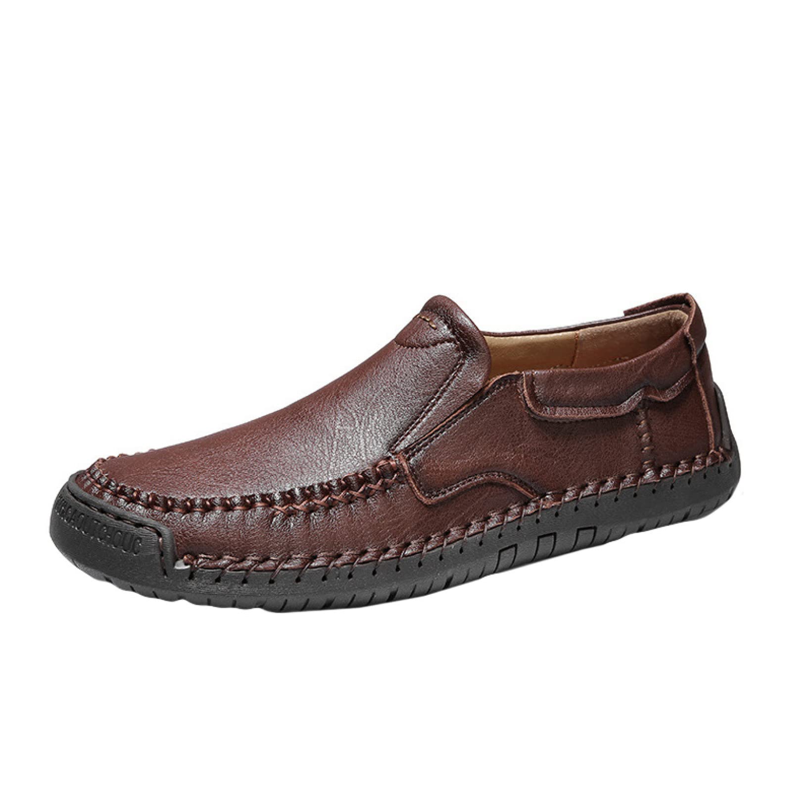 Hoxekle Men's Handmade Leather Loafers - Comfortable Slip-On Casual Shoes for Walking, Office & Outdoor Wear - PU Leather Flat Loafers for Men's Fashion & Leisure