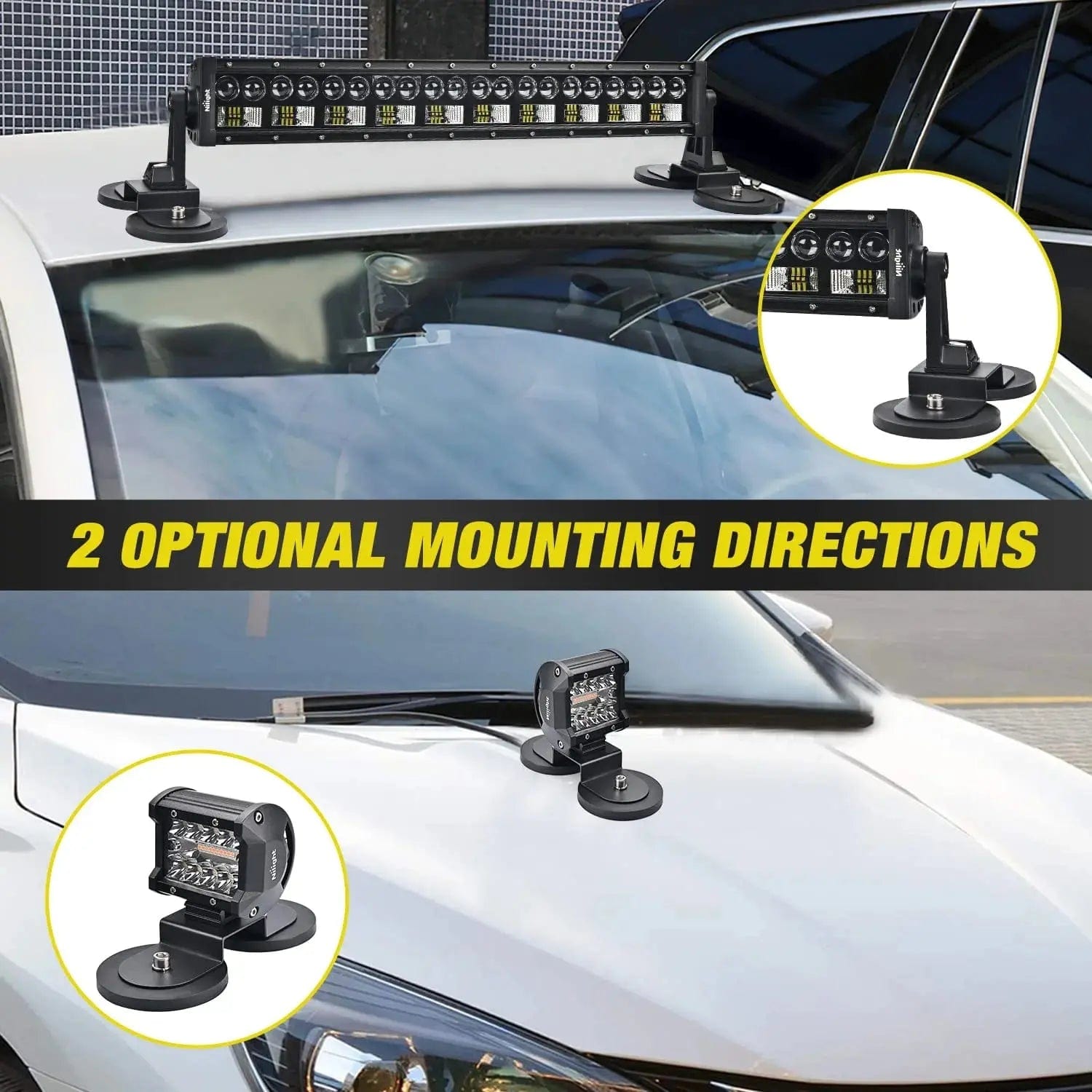 Magnetic Base Sucker Holder with Rubber Boot Bracket - Heavy Duty Car Phone Mount for Dashboard & Windshield - Perfect for GPS, Smartphones & Dash Cams (2-Pack)