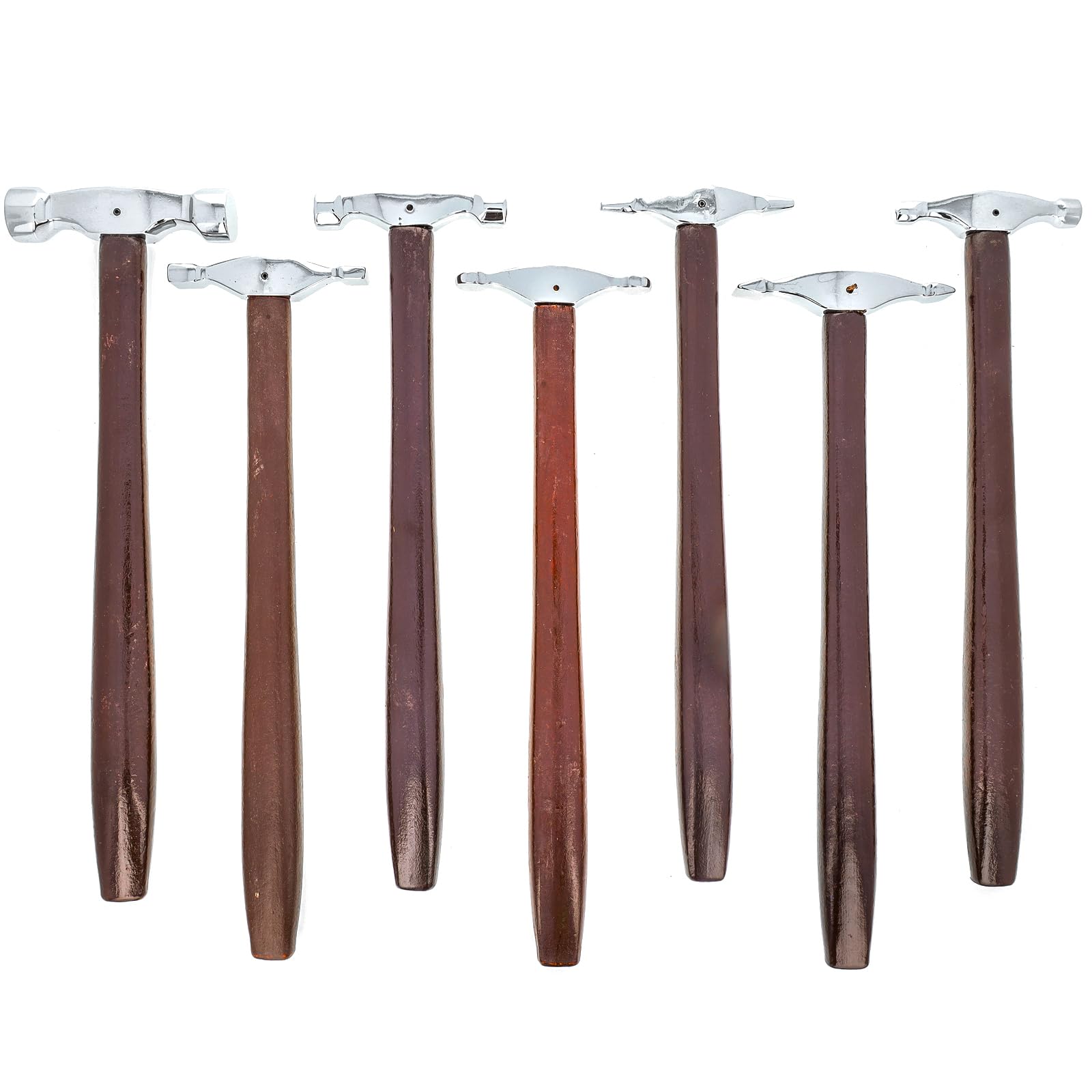 7-Piece Professional Double-Ended Jewelry Hammer Set with Display Stand - Premium Artisan Jewelry Making Tools for Goldsmiths, Silversmiths & DIY Crafters - Perfect for Metal Forming, Texturing & Stone Setting