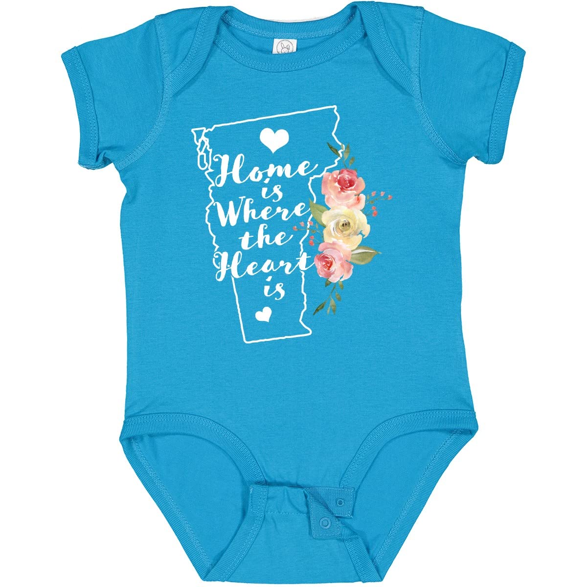 Inktastic Vermont Home is Where The Heart is Watercolor Baby Bodysuit - Soft Cotton Infant Onesie for Newborns & Toddlers - Perfect for Family Photos, Holidays & Casual Outings