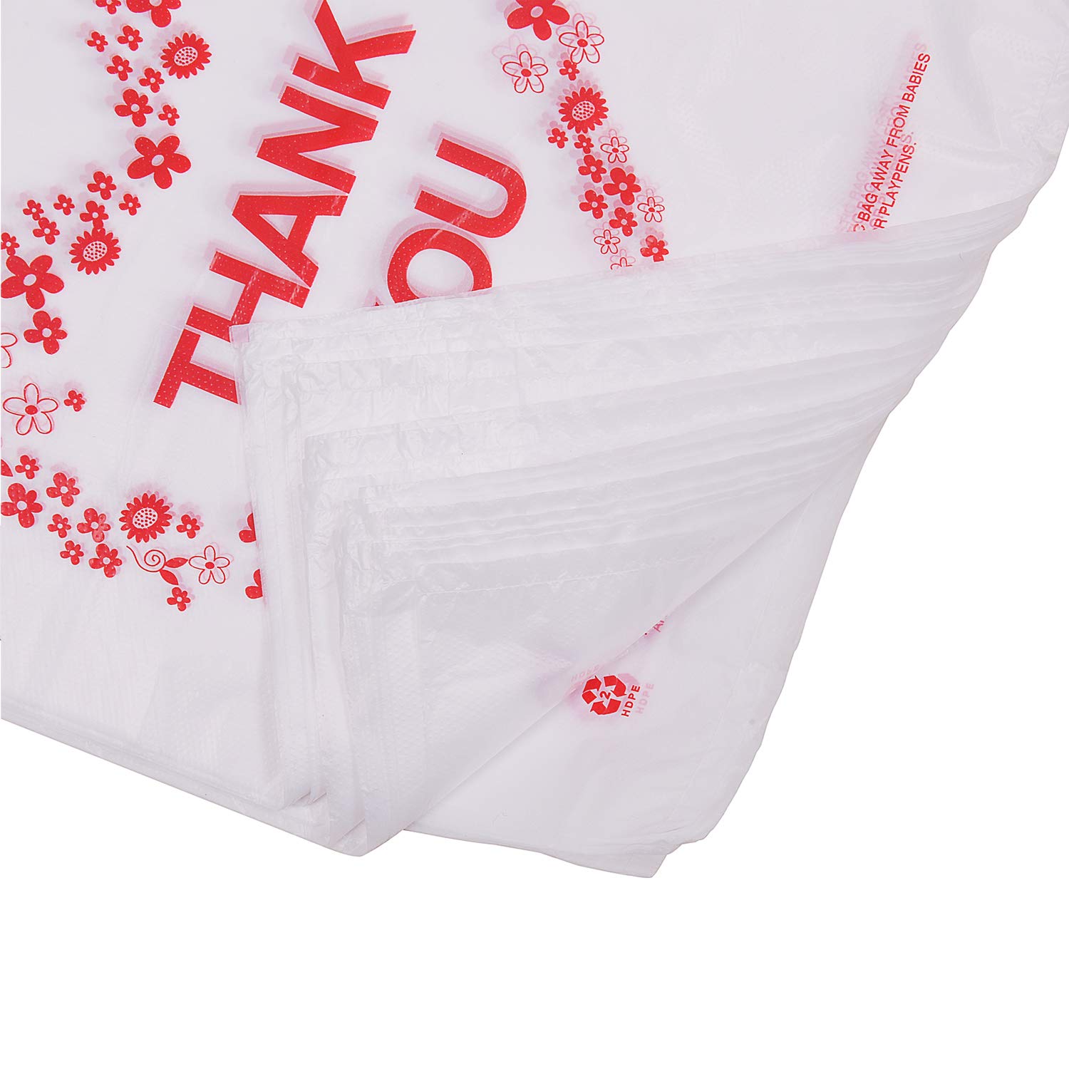 LazyMe White Plastic Thank You T-Shirt Grocery Bags - 12x20 Inch, 100 Pack - Durable Handles, Standard Supermarket Size - Perfect for Retail Stores, Farmers Markets & Eco-Friendly Shopping