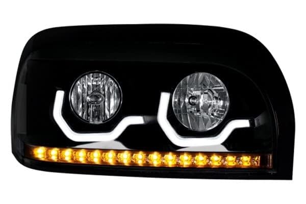 United Pacific 31206 Right Side Headlight Assembly - Black Housing, High/Low Beam H7/9005 Bulb with LED Signal & Position Light Bar | Perfect for Truck & SUV Upgrades, Off-Road Adventures & Night Driving Safety