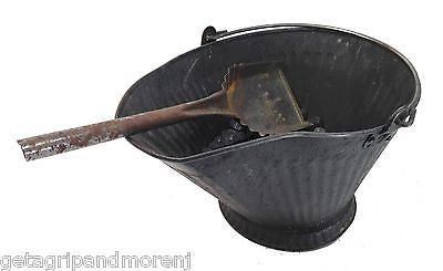 Black Coal Scuttle Bucket with Shovel - Heavy Duty Metal Coal Bin for Fireplace, Wood Stove & Outdoor Heating - Perfect for Home, Camping & BBQ Use