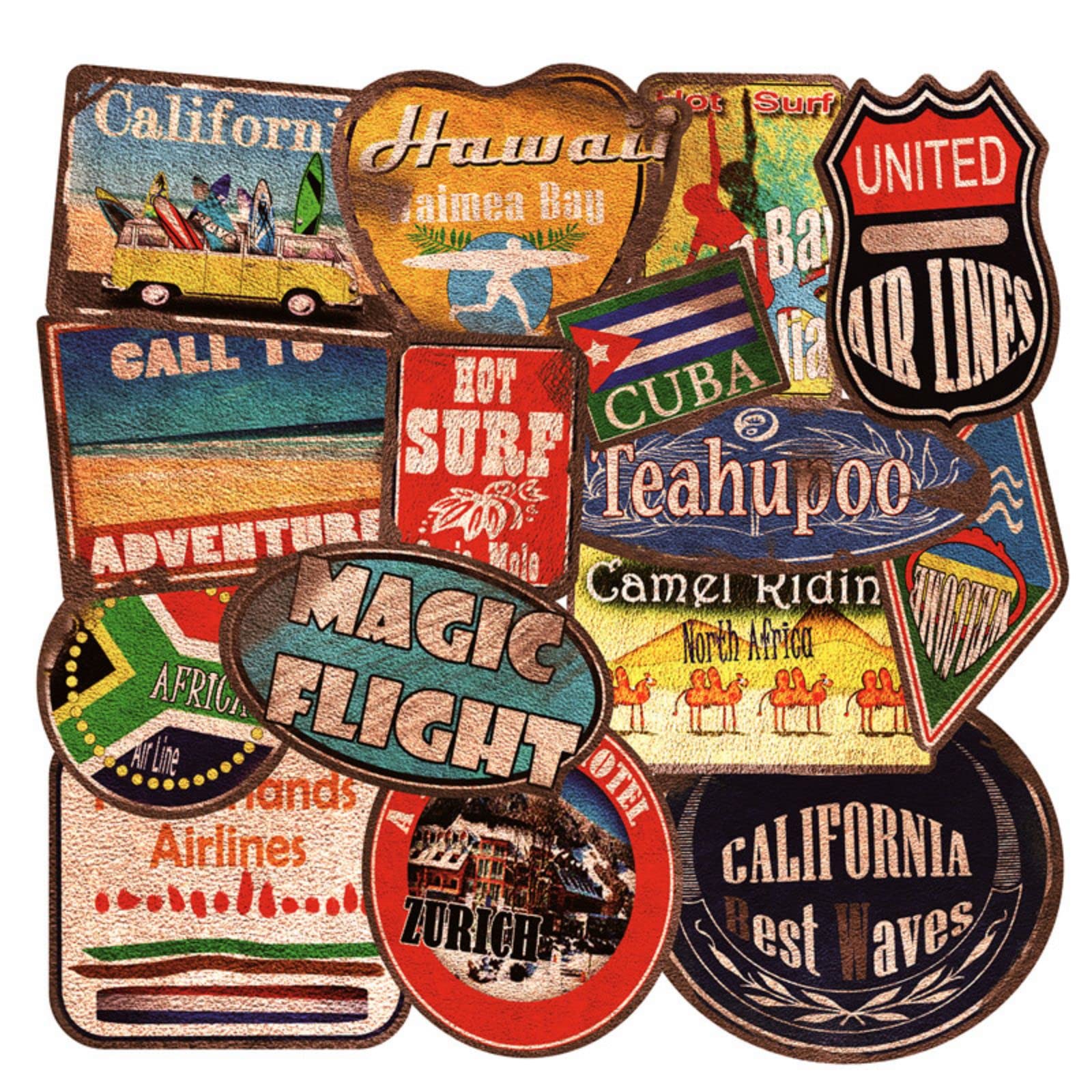 36Pcs Large Waterproof Beach Stickers - Sun-Protection Graffiti Decals for Hand Luggage, Trolley Cases & Cars | Removable Vinyl Stickers for Travel, Vacation & Outdoor Adventures