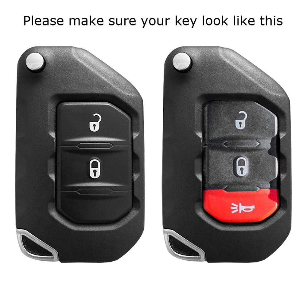 Premium Carbon Fiber Silicone Key Fob Cover for Jeep Wrangler JL & Gladiator JT (2018-2023 Models) - Durable Protection & Stylish Upgrade for Off-Road Adventures