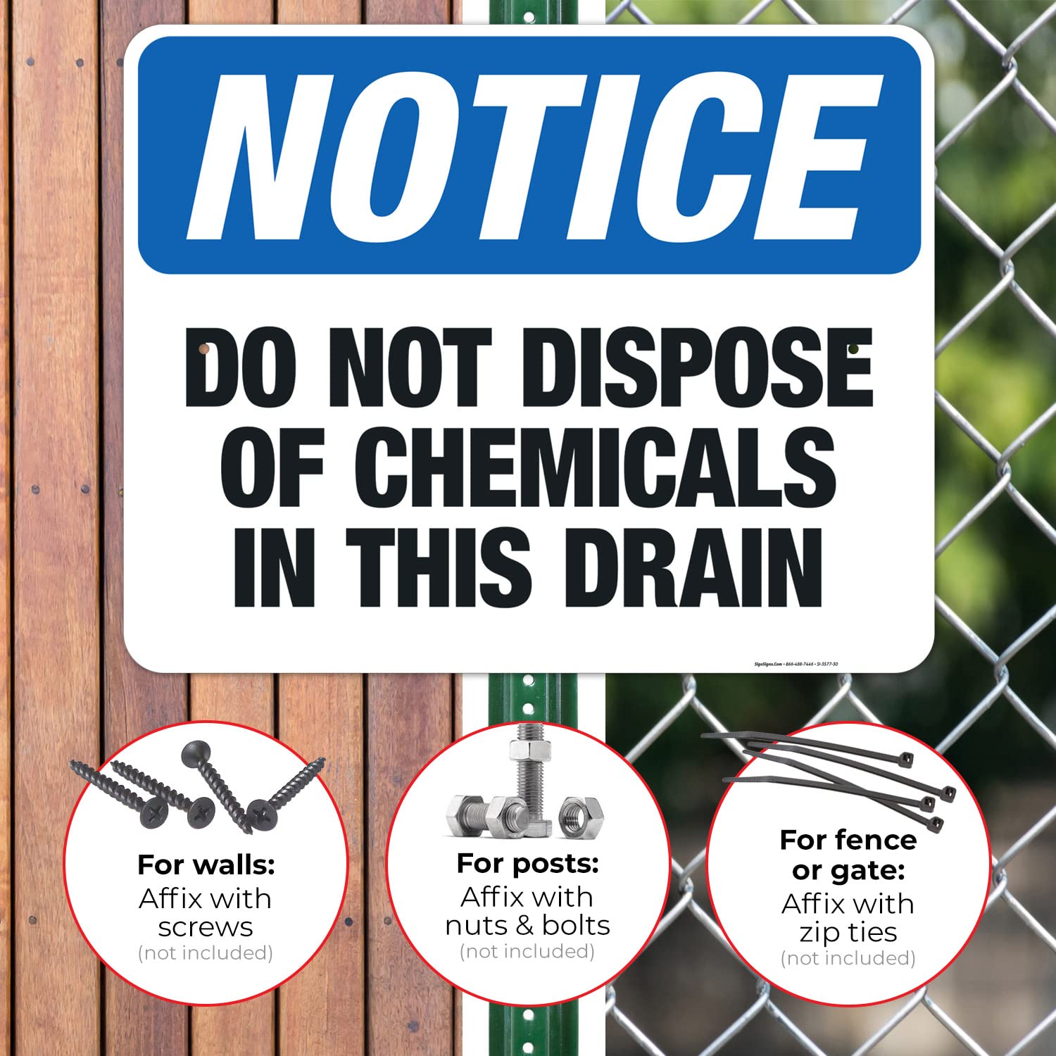 Do Not Dispose of Chemicals in This Drain Sign - OSHA Notice Sign 24x30 Inches, Rust-Free .063 Aluminum, Fade-Resistant for Indoor & Outdoor Use - Made in USA - Perfect for Laboratories, Factories & Hazardous Waste Areas