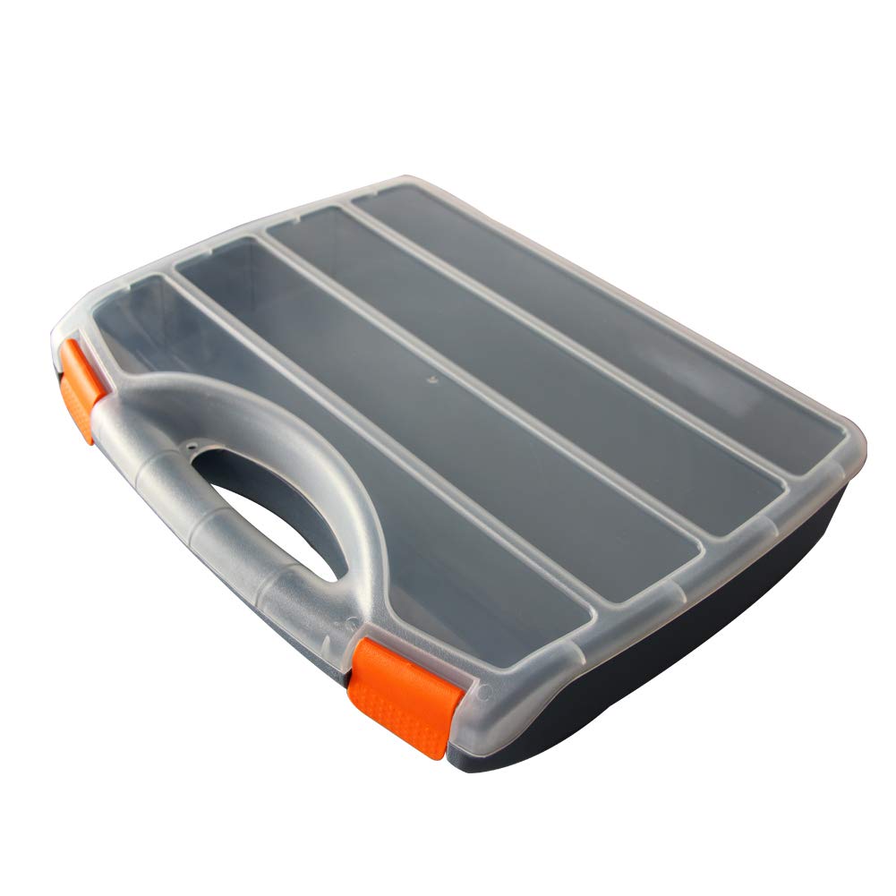 Utoolmart 15 x 12.2 x 2.8 Inches Translucent Plastic Tool Box Organizer - Hardware Storage for Screws, Bolts, Nuts - Perfect for Garage, Workshop & DIY Projects