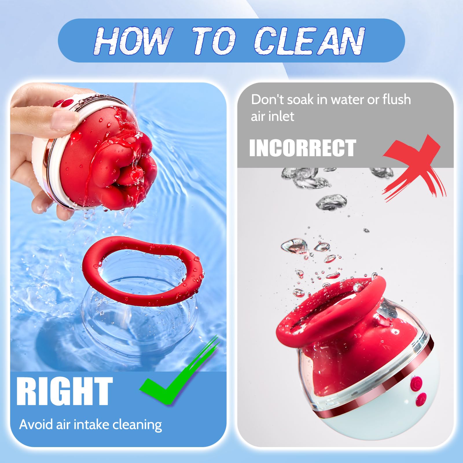 3-in-1 Rose Clitoral Vibrator with Suction & Tongue Stimulation - 5 Sucking & 8 Vibration Modes for Women, Waterproof Adult Sex Toy for Couples Play & Solo Pleasure (Red) - Perfect for Sensual Massage, Foreplay & Intimate Moments