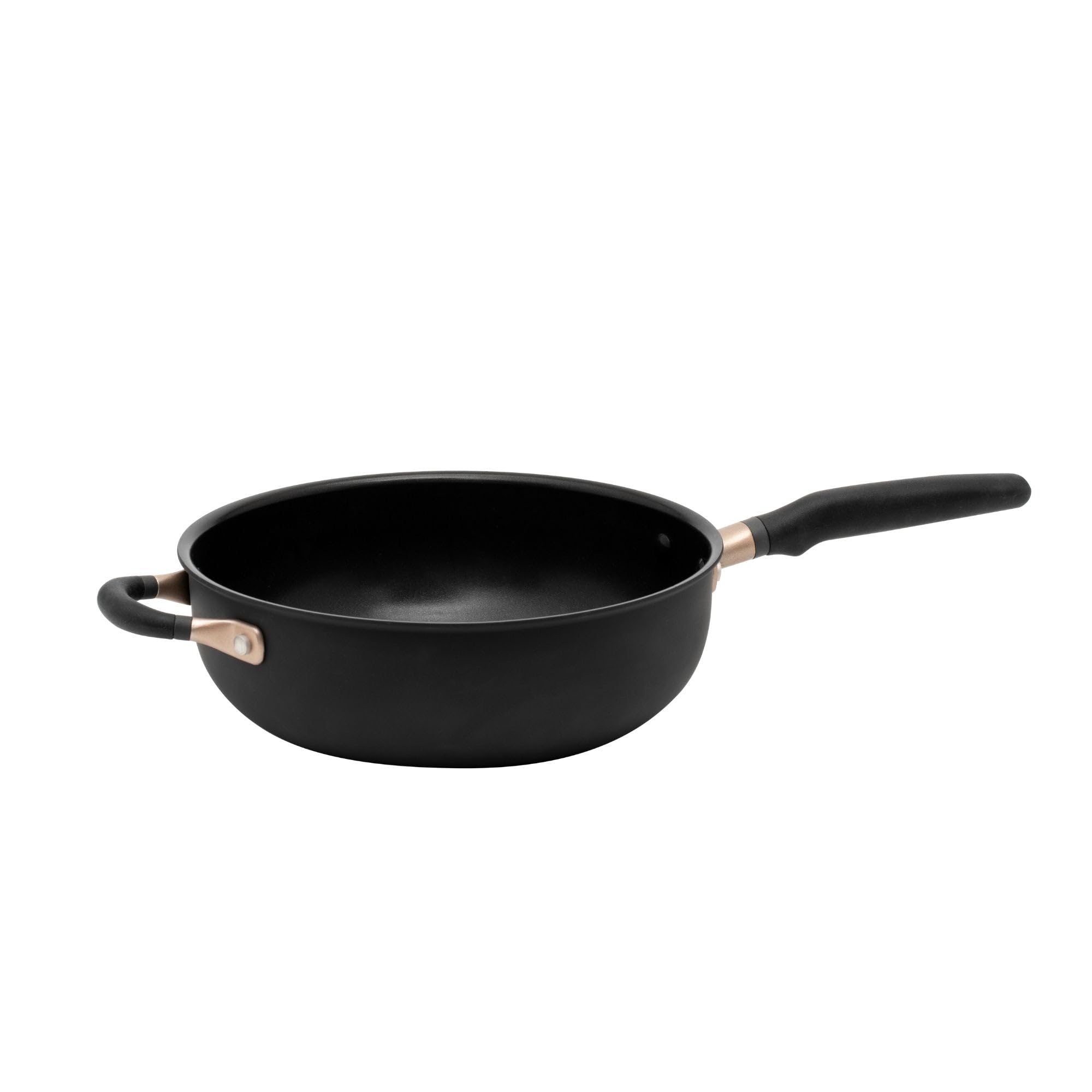 **Meyer Nonstick Chef's Pan 10 Inch – 4.5 Quart Hard Anodized Induction Compatible Deep Fry Pan – Oven & Dishwasher Safe – Matte Black with Silicone Handles – Perfect for Sautéing, Frying & Cooking Family Meals**