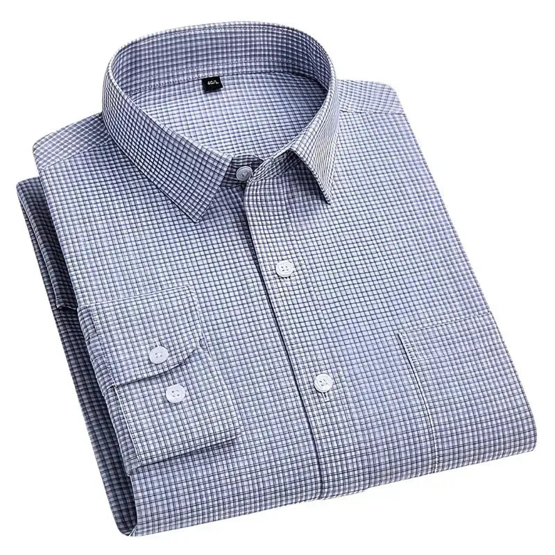 Men's Small Square Check Shirt - Casual Slim Fit Plaid Button Down Shirt for Work, Date & Outdoor Activities