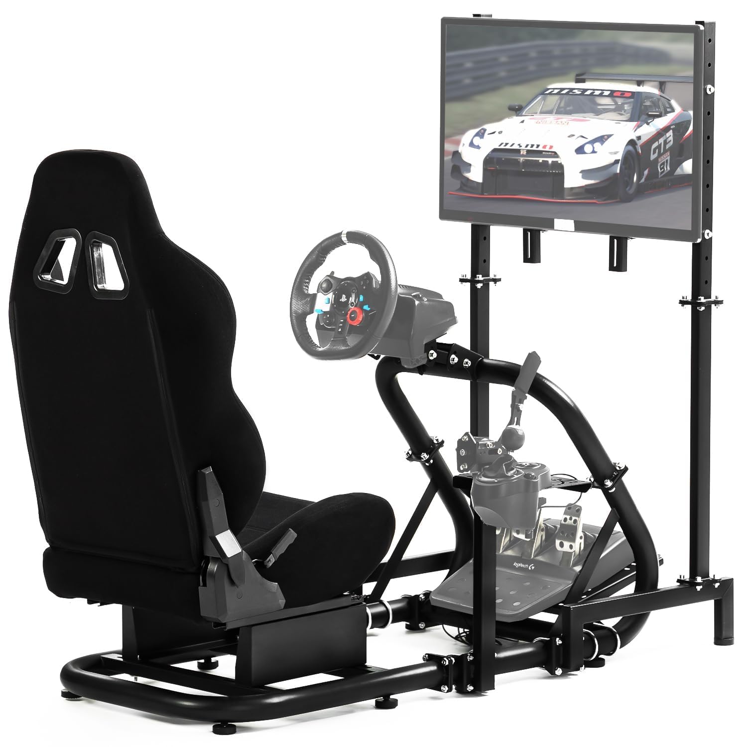 Dardoo G920 Racing Simulator Cockpit with Adjustable Monitor Stand - Compatible with Logitech G29/G920, Thrustmaster, PS4 & Xbox - Professional Steering Wheel Stand with Ergonomic Gaming Seat (Cockpit, Seat & Monitor Mount Only) - Perfect for Home Racing Simulation & Esports Gaming