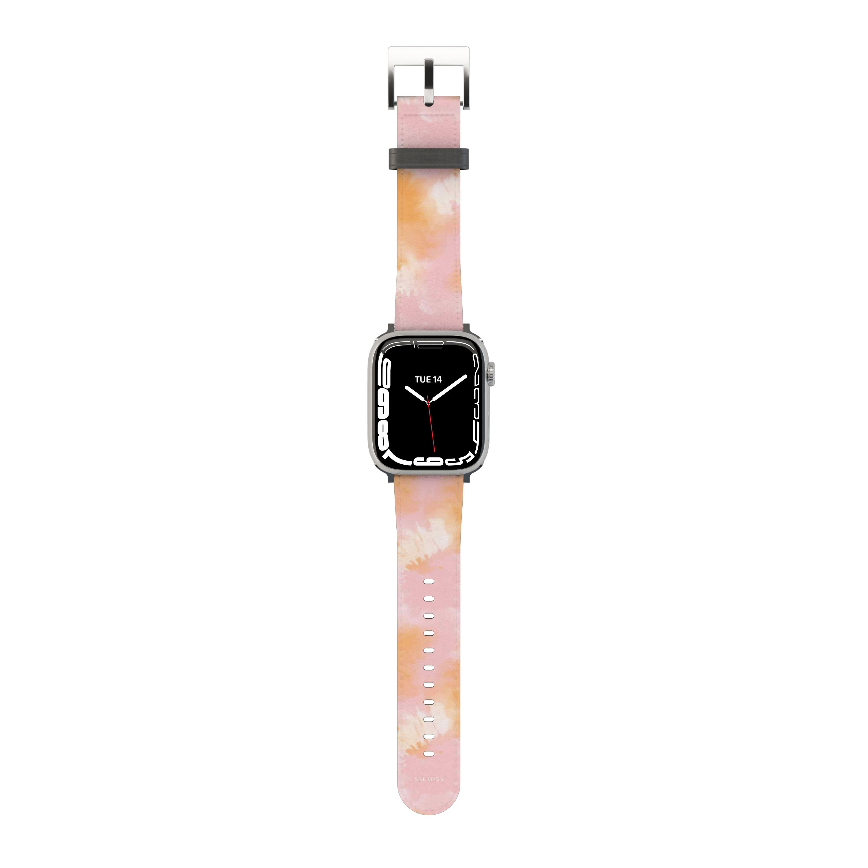 Vibrant Pink & Orange Tie Dye Apple Watch Band - Soft Silicone Replacement Strap for Series 9/8/7/SE/6/5/4/3/2/1 - Perfect for Workouts, Yoga & Summer Fashion Accessories