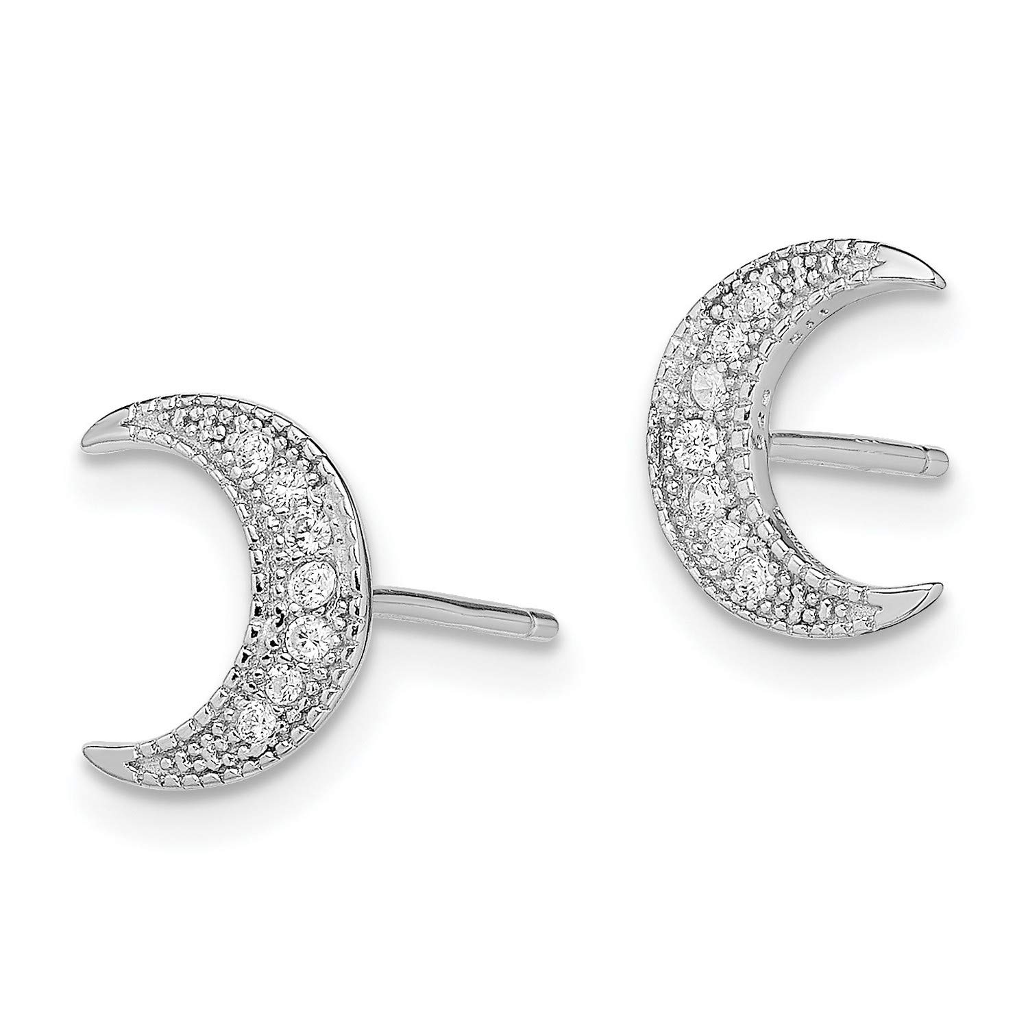 CZ Crescent Moon Post Earrings - 925 Sterling Silver Stud Earrings 10x8mm - Perfect for Everyday Wear, Gifts & Boho Jewelry Collection