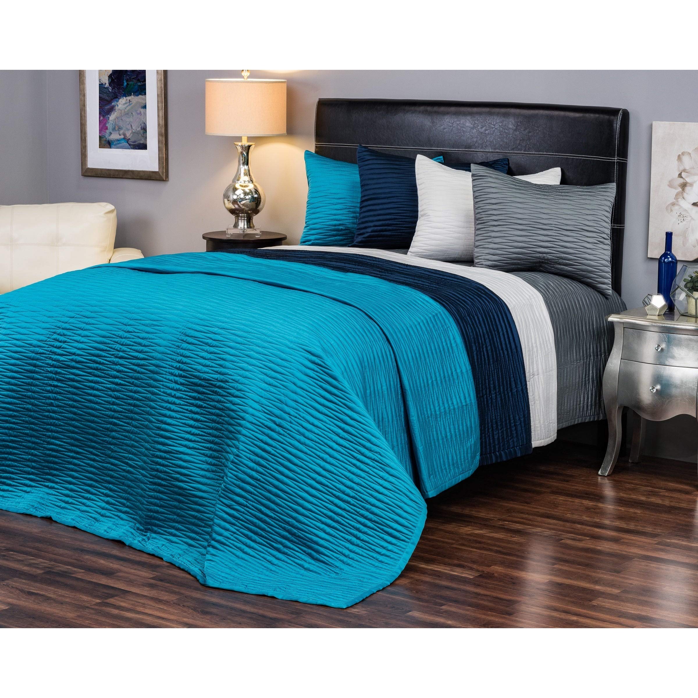 Rizzy Home Parker Quilt Set - Queen Size Charcoal Grey Bedding for Cozy Comfort | Perfect for Master Bedroom, Guest Room & Winter Nights