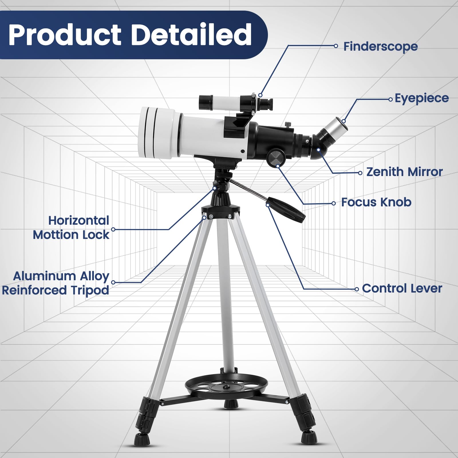ClaeroruA 70/400mm Astronomical Telescope for Adults & Beginners - Portable Refractor Telescope with Phone Adapter & Tripod - Perfect for Stargazing, Moon Observation & Astronomy Learning