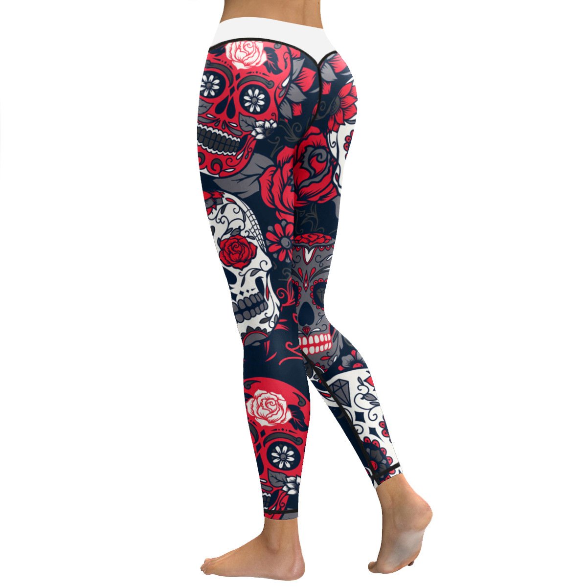 Plustrong Women's Skull Print Yoga Pants - High Waisted Workout Leggings for Running, Gym & Halloween - Skinny Stretchy Tights for Fitness, Dance & Casual Wear