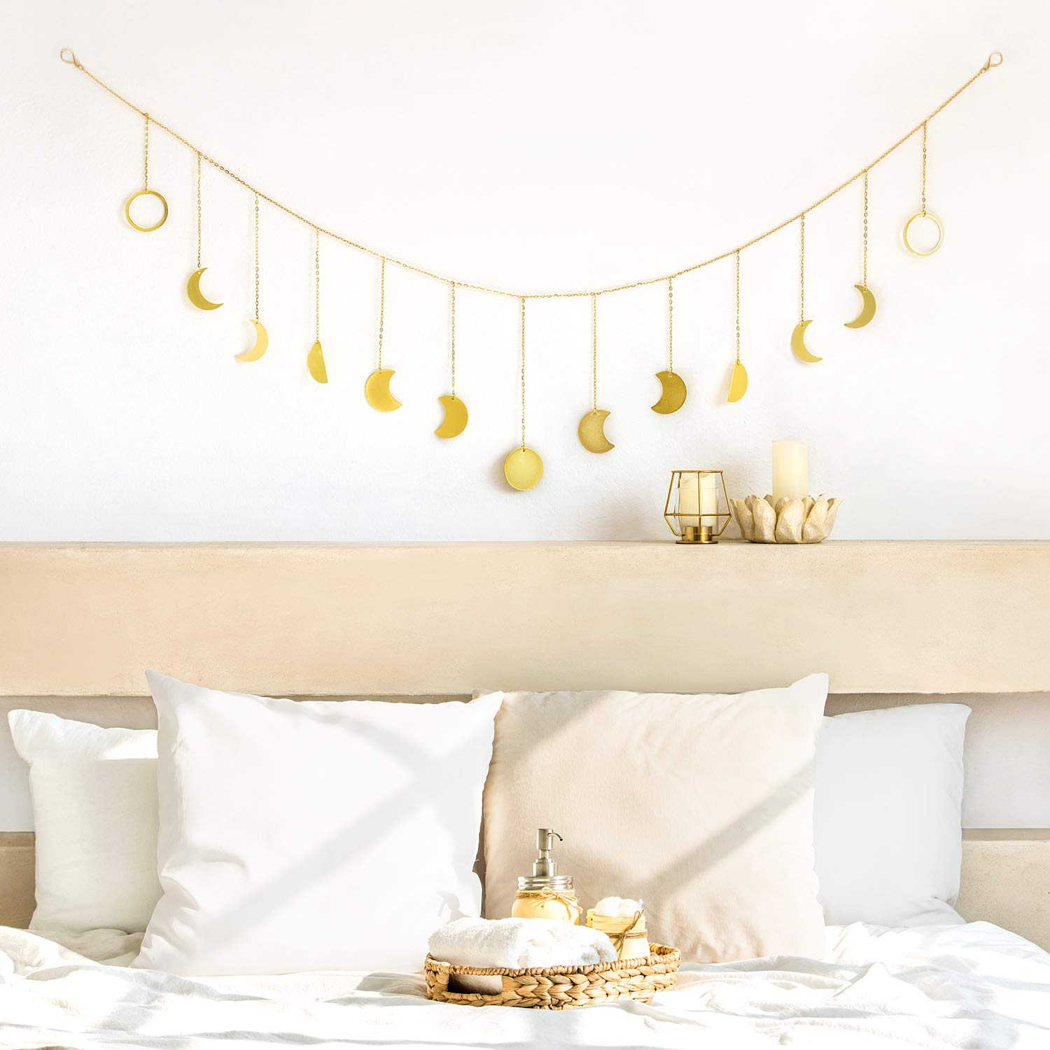 Boho Moon Phase Wall Hanging Decor - Set of 2 Handmade Macrame Home Decorations for Bedroom, Living Room, Nursery & Dorm | Perfect for Bohemian Style Home, Meditation Spaces & Gift Giving