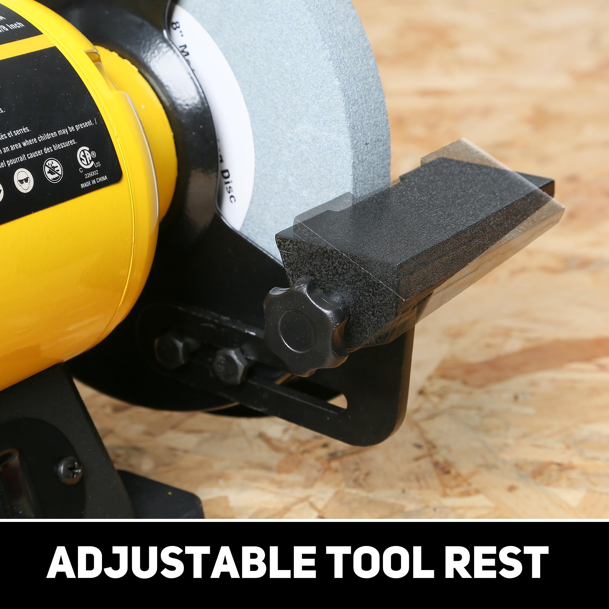 4.8A 3/4HP 8-Inch Bench Grinder - 3600 RPM Heavy Duty Table Grinder with 2 Protective Eye Shields & 2 Grinding Wheels - Multipurpose Tool for Metal, Knife, Dental, Amber, Jewelry, Jade Polishing - Perfect for Workshop, Garage & DIY Projects