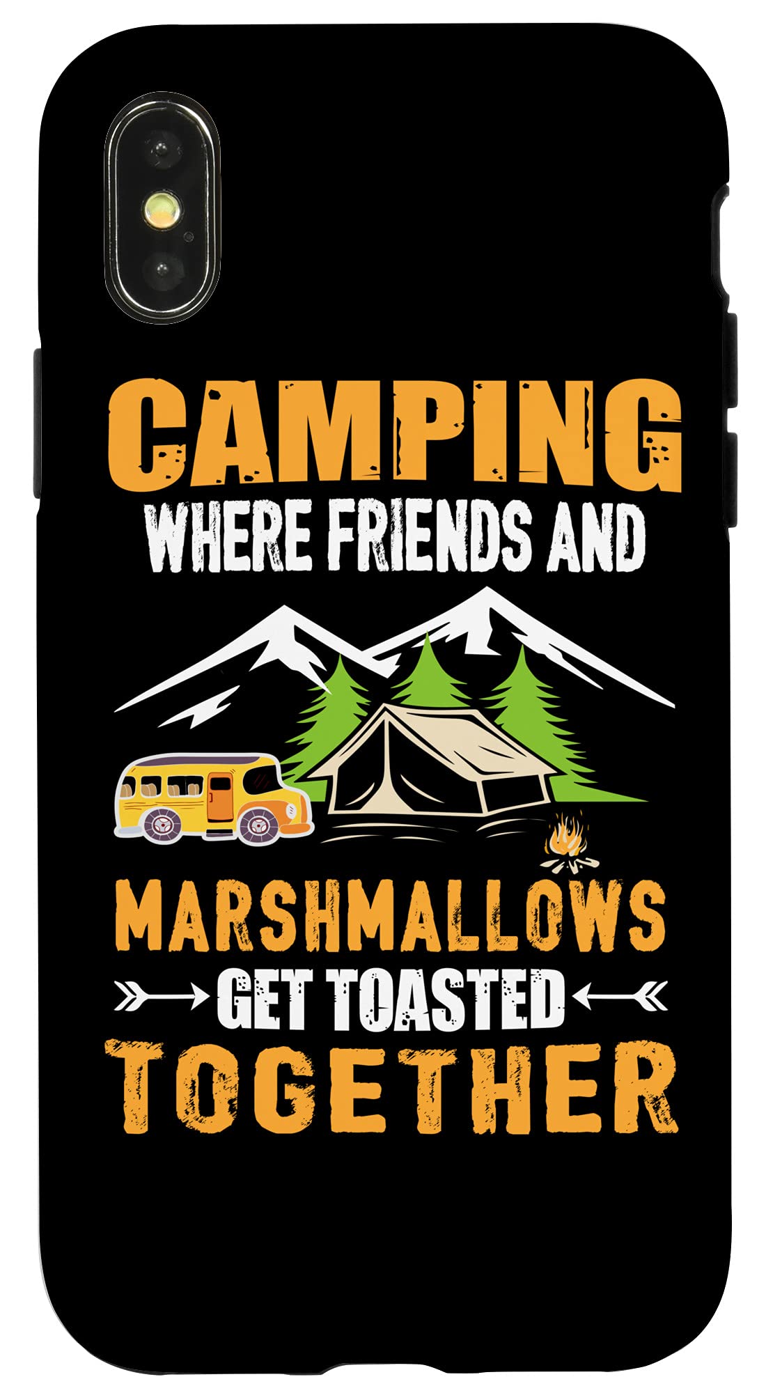 iPhone X/XS Funny Campfire Case with Toasted Marshmallows Design - Perfect for Camping, Outdoor Adventures & Friends Gatherings