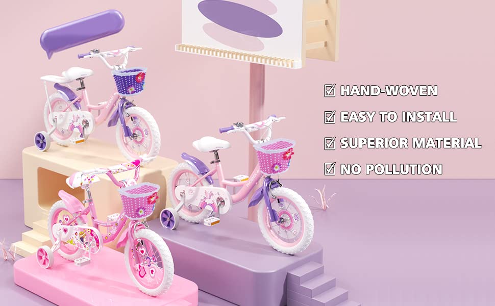 Kids Bike Basket - Front Bicycle Basket for Children | Durable & Stylish Bike Accessories | Perfect for School, Picnics & Outdoor Adventures