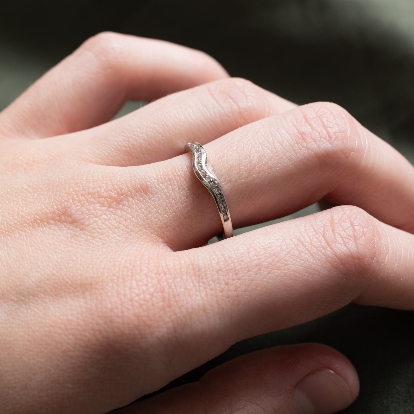 Semi Eternity Diamond Contour Band Ring - 0.19ctw Round Cut Diamond Wedding Band for Women - Size 7 - Perfect for Anniversary, Engagement & Everyday Elegance